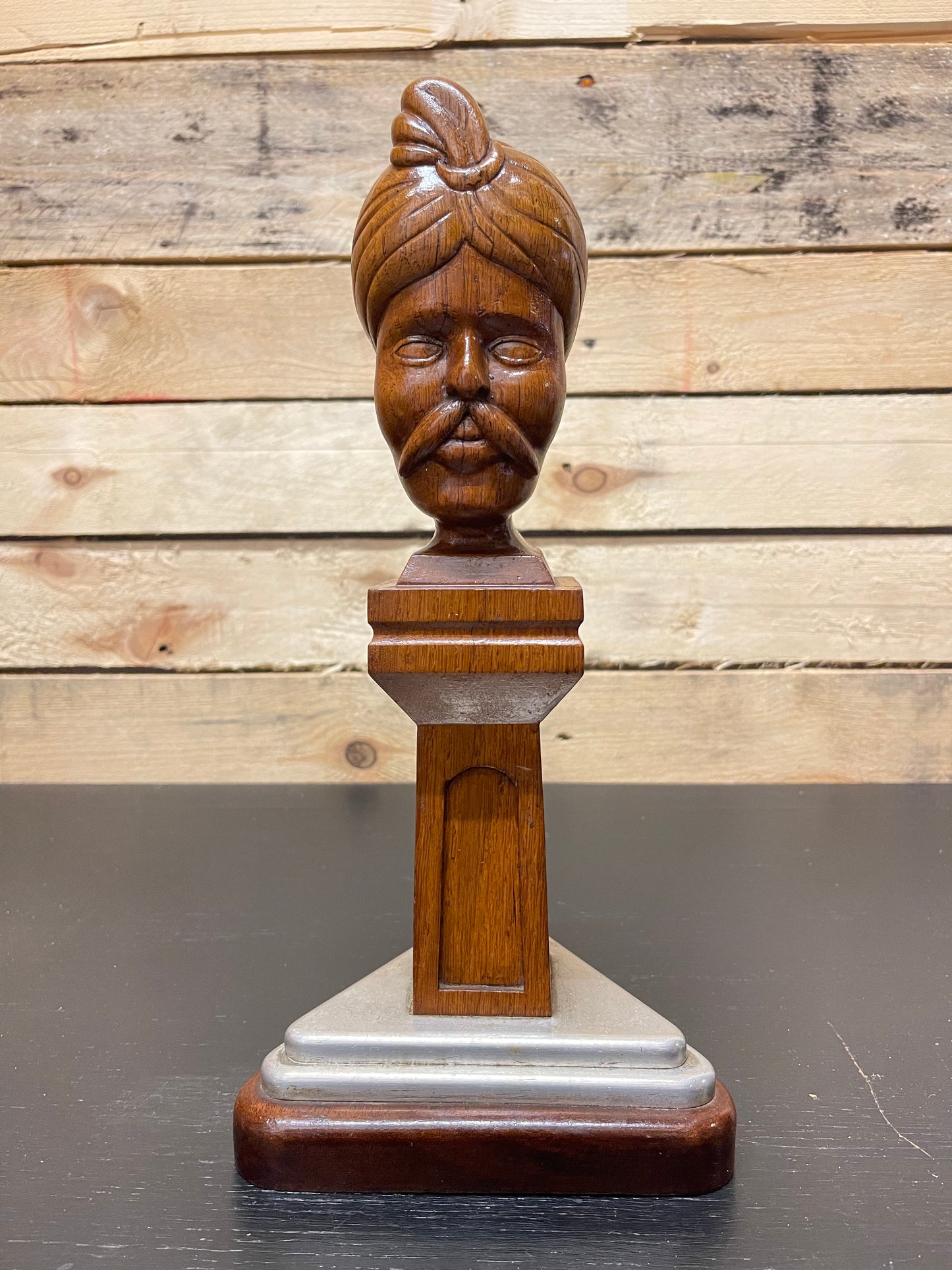 WW2 Hand Carved Trench Art Bust Of Man With Turban