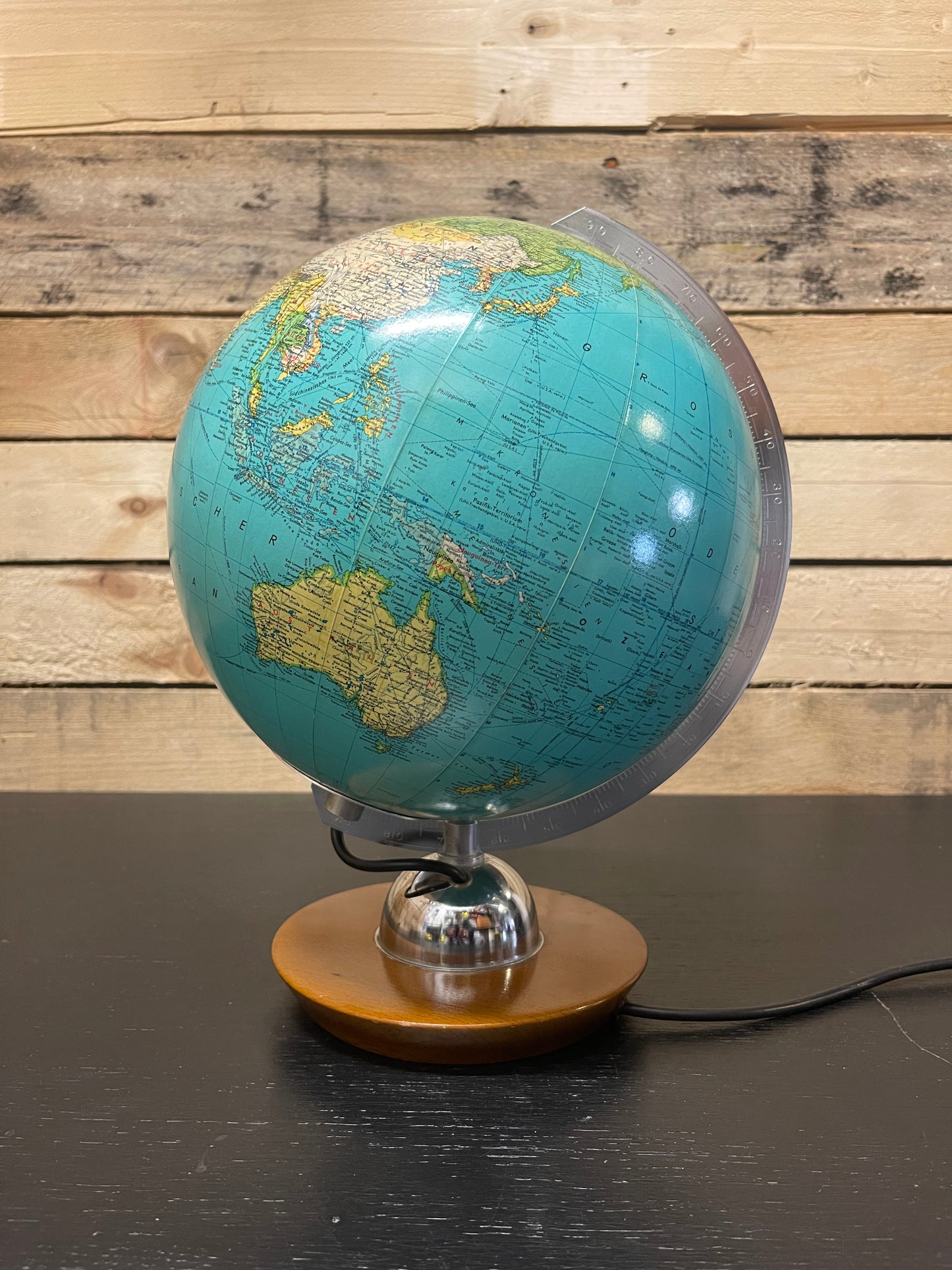 Vintage 1970s German Glass Globe Lamp By JRO Globus Munchen