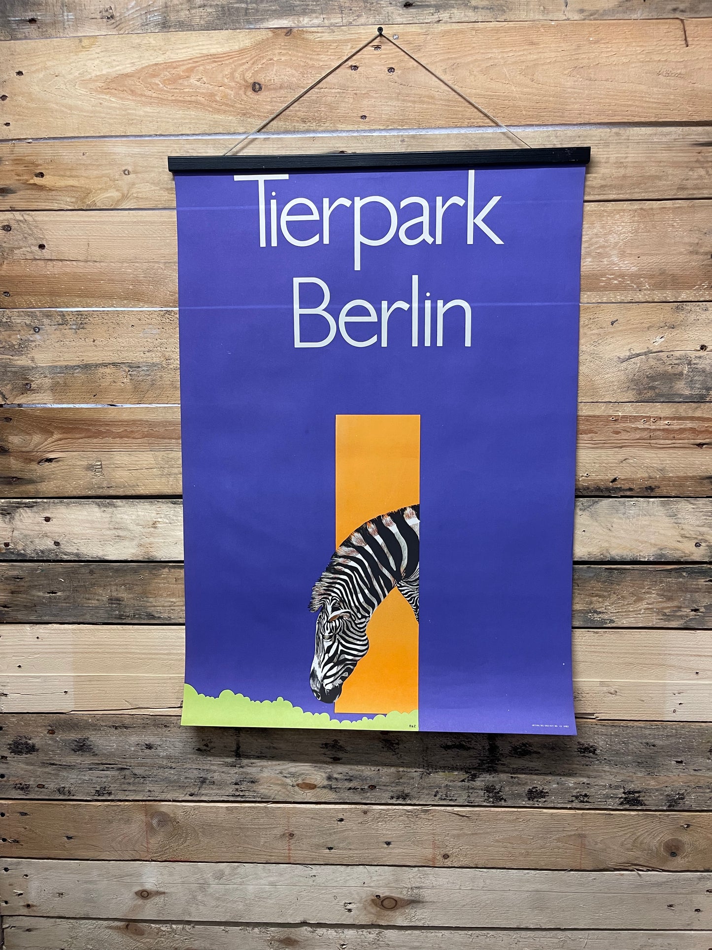Vintage 1980s Tierpark Berlin Original Zoo Poster Advertising Of A Zebra