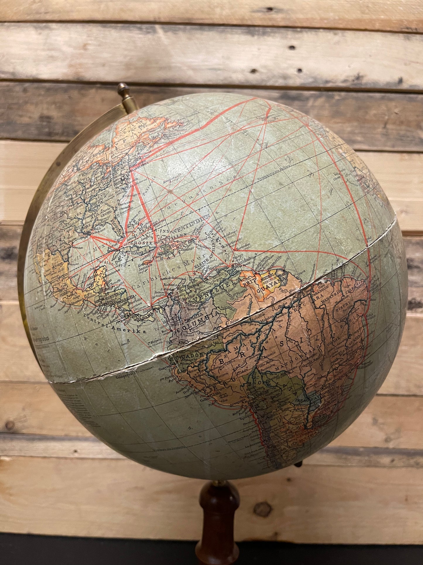 German Antique Table Globe By Paul Räth & Dr A Krause, Leipzig 1920s
