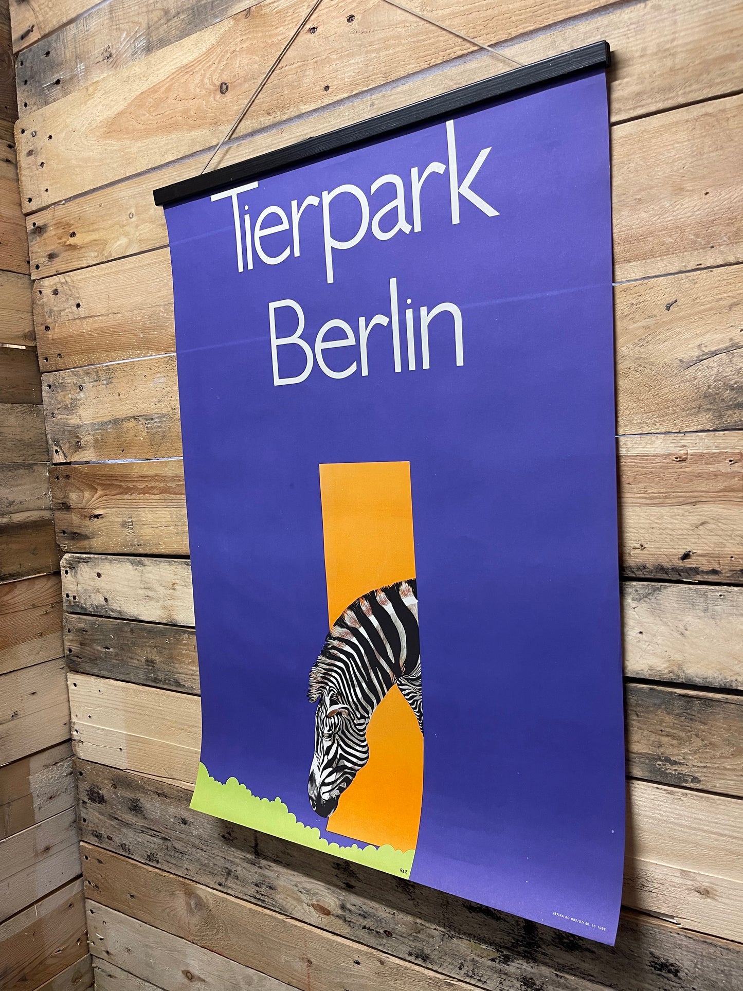 Vintage 1980s Tierpark Berlin Original Zoo Poster Advertising Of A Zebra