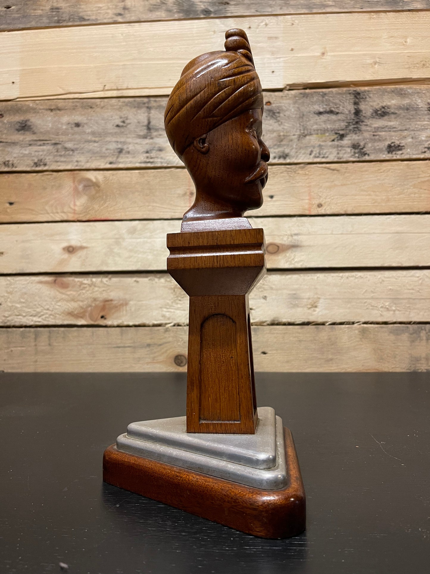 WW2 Hand Carved Trench Art Bust Of Man With Turban