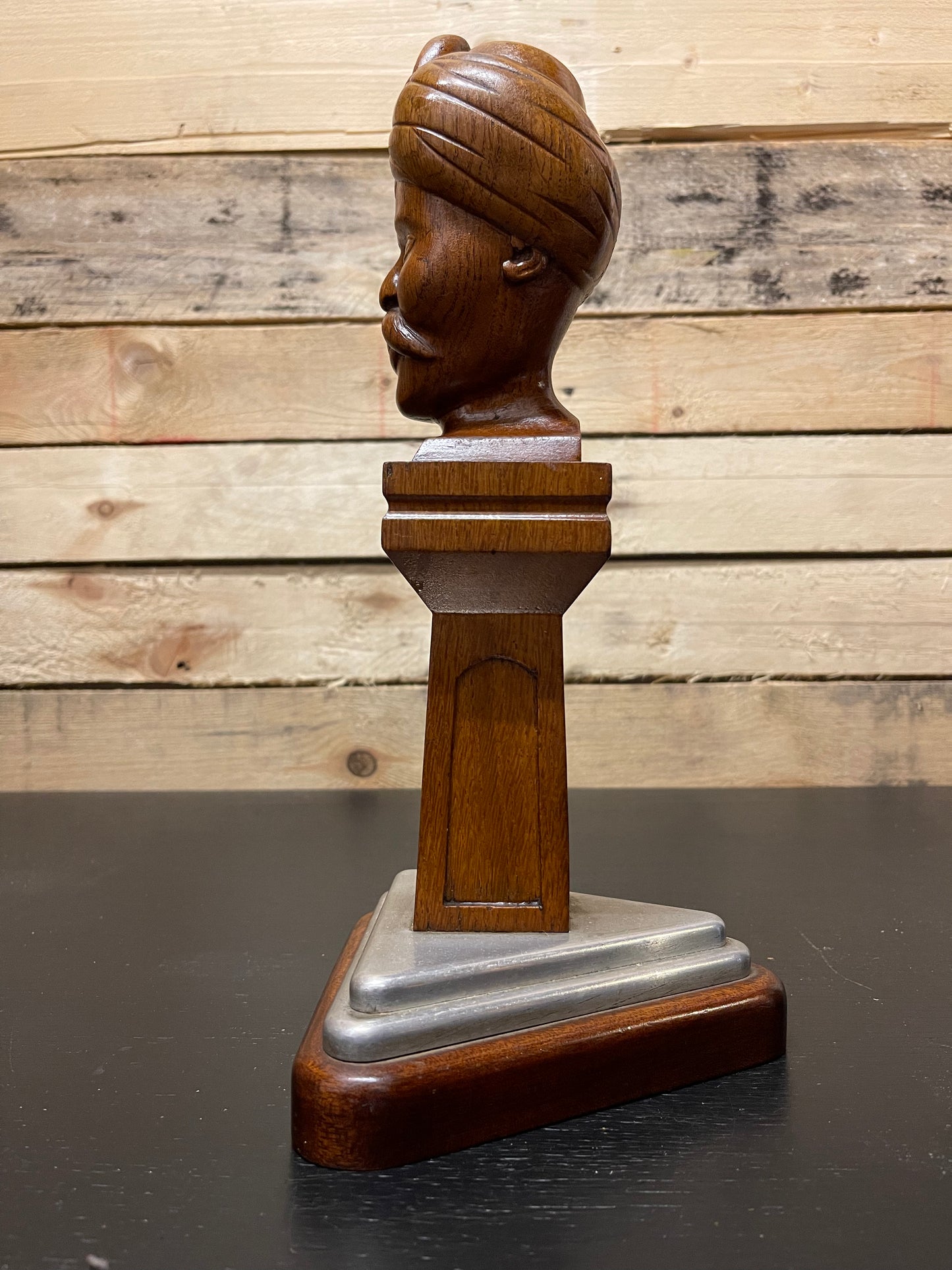 WW2 Hand Carved Trench Art Bust Of Man With Turban