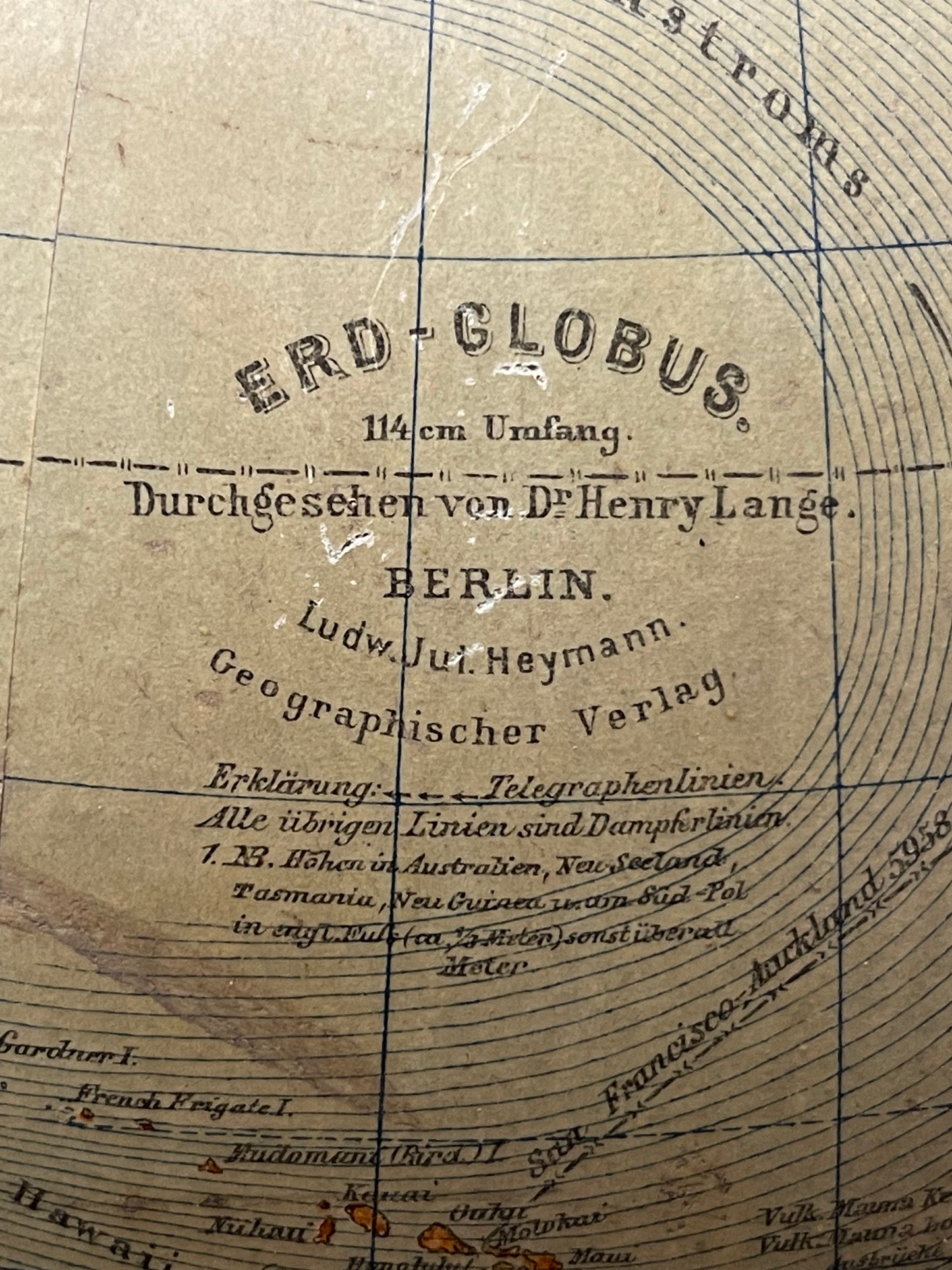 Antique German Table Globe By Ludwig Julius Heymann Berlin 1890
