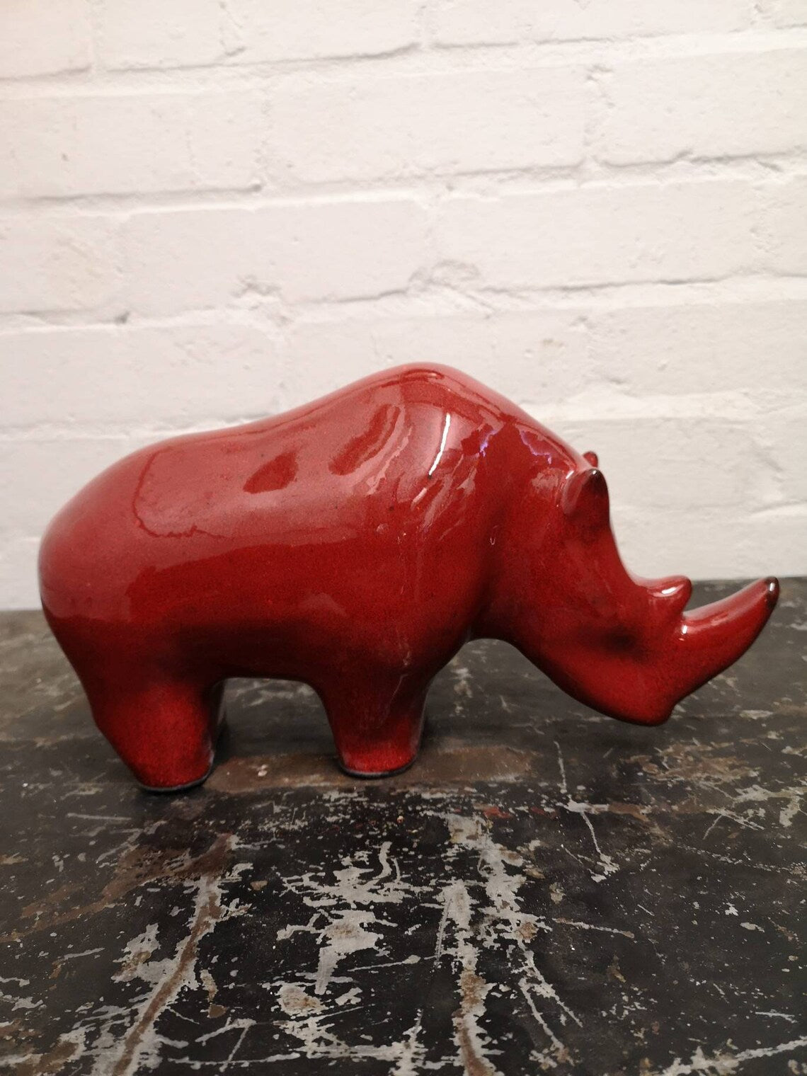 Exclusive Otto Keramik Ceramic Rhino West German Pottery Fat Lava