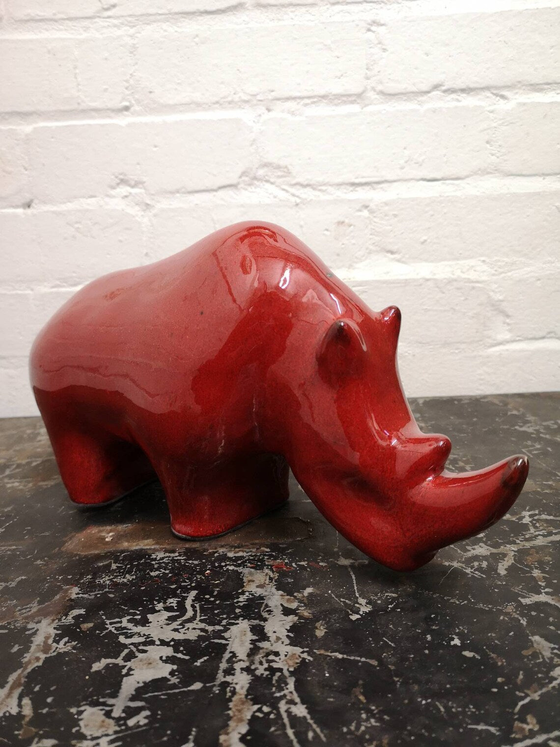 Exclusive Otto Keramik Ceramic Rhino West German Pottery Fat Lava