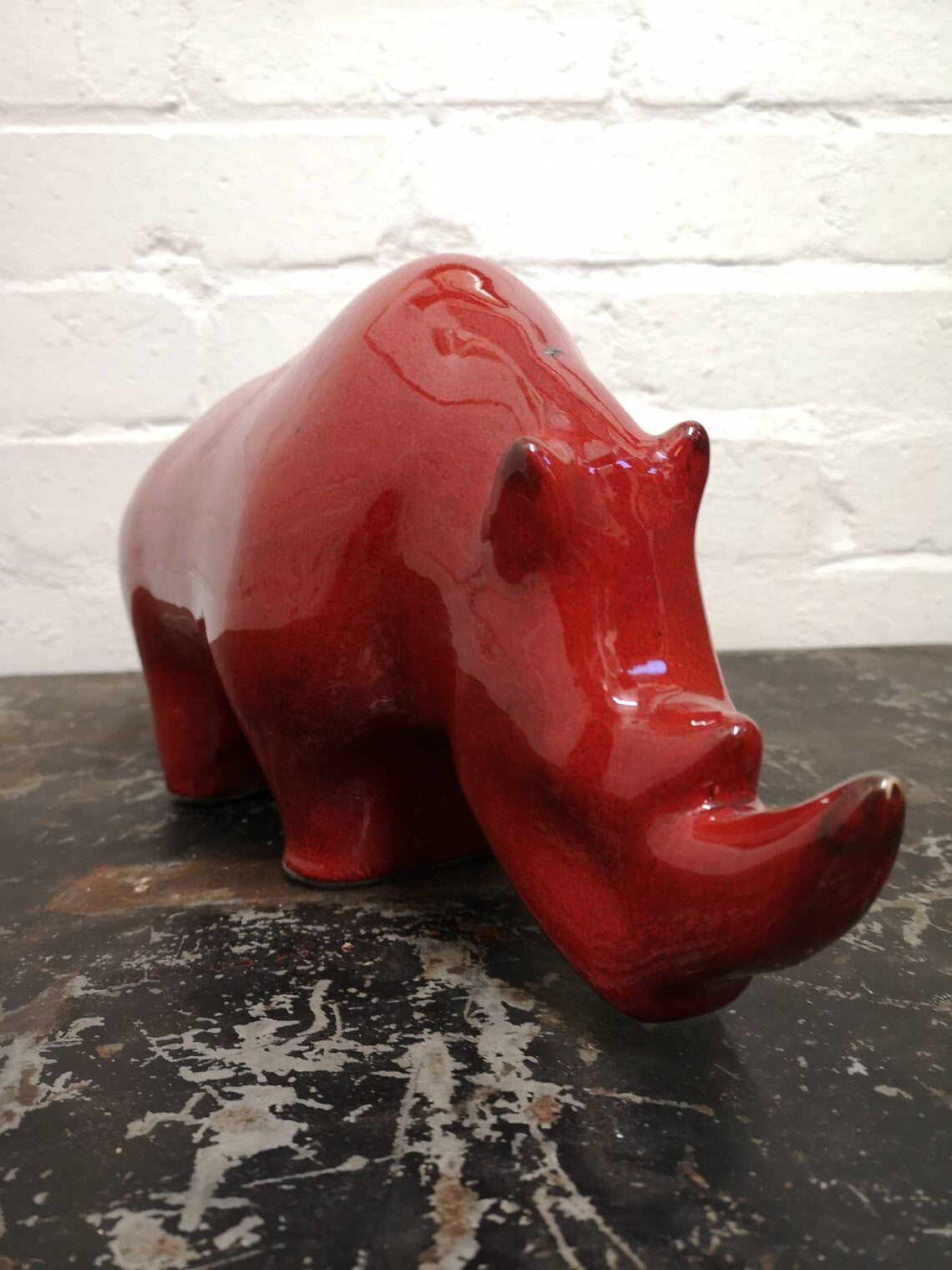 Exclusive Otto Keramik Ceramic Rhino West German Pottery Fat Lava