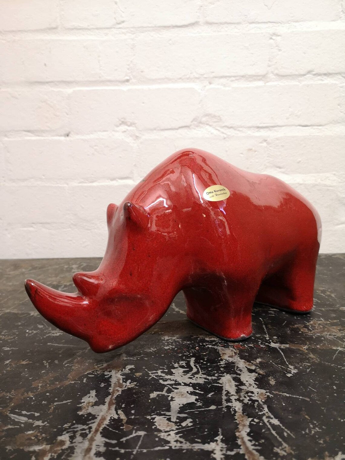 Exclusive Otto Keramik Ceramic Rhino West German Pottery Fat Lava