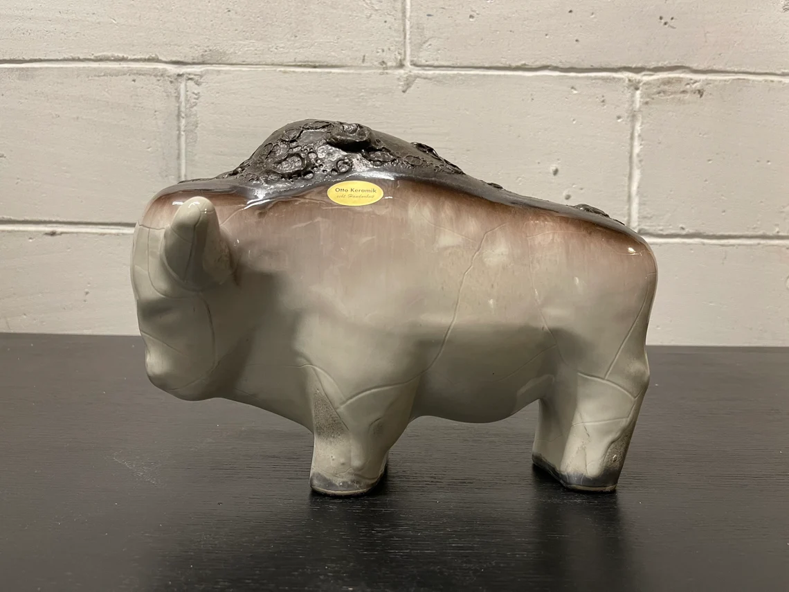 Otto Keramik Ceramic Bull West German Pottery Fat Lava