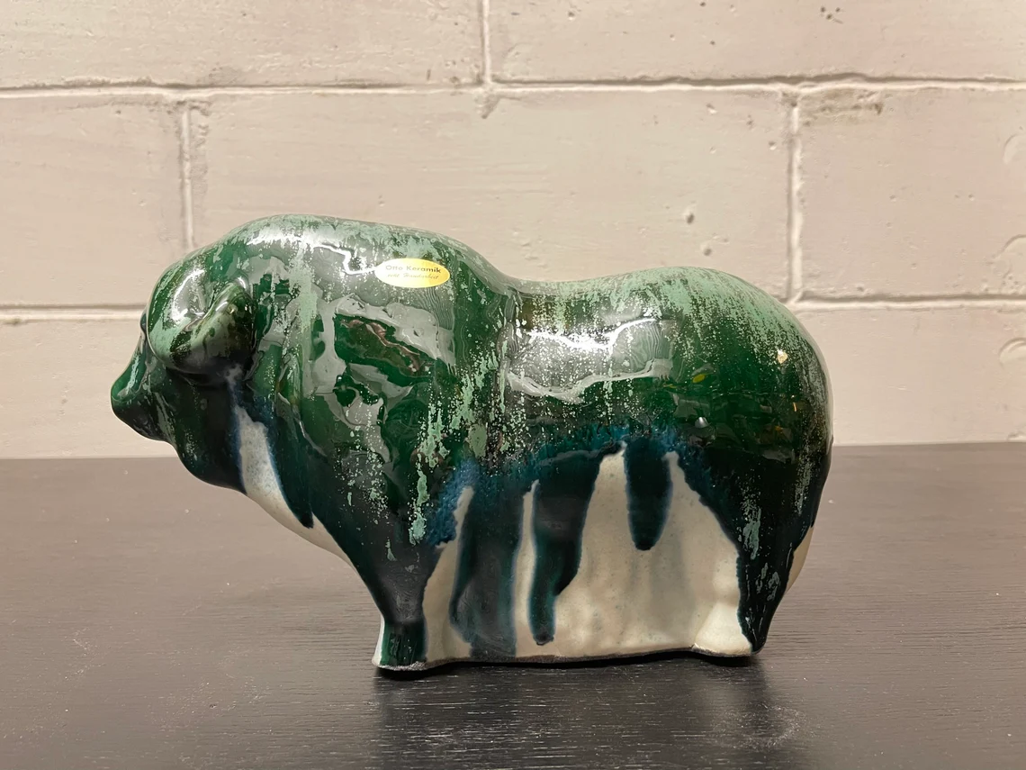 Otto Keramik Ceramic Buffalo West German Pottery Fat Lava