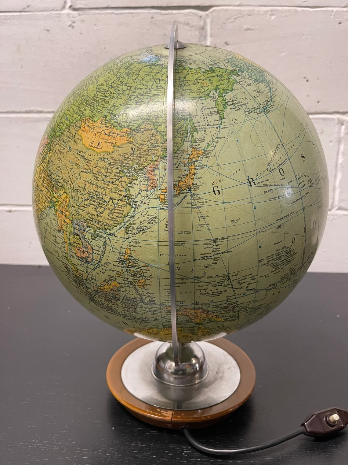 Vintage 1960s German Glass Globe Lamp By JRO Globus Munchen