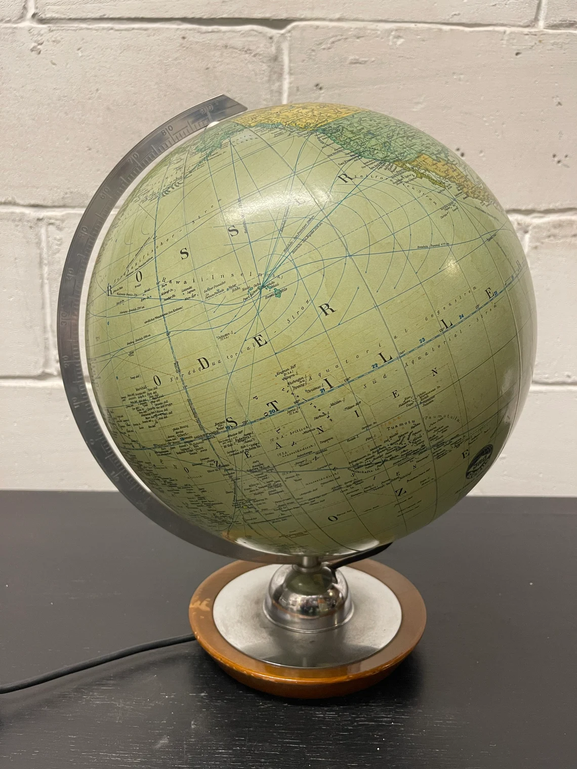 Vintage 1960s German Glass Globe Lamp By JRO Globus Munchen