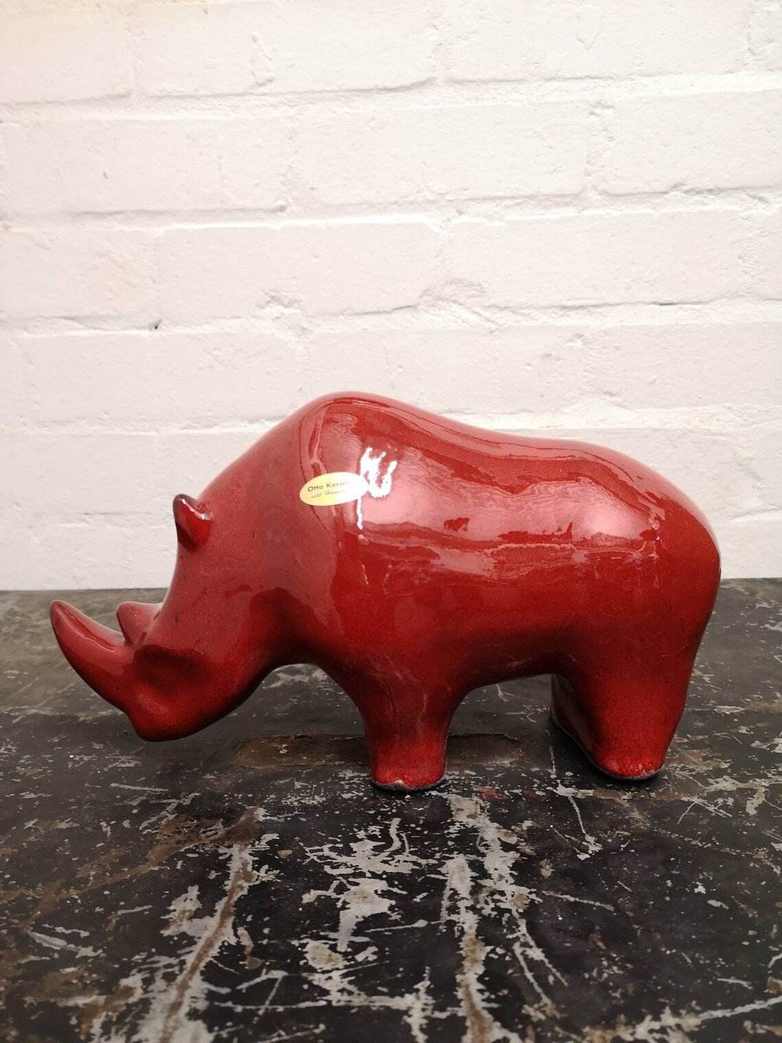 Exclusive Otto Keramik Ceramic Rhino West German Pottery Fat Lava