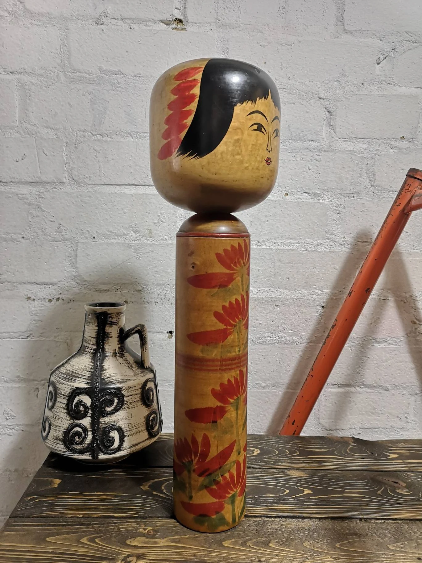 Large Vintage Japanese Yajiro Style Kokeshi Doll By Takeda Norio