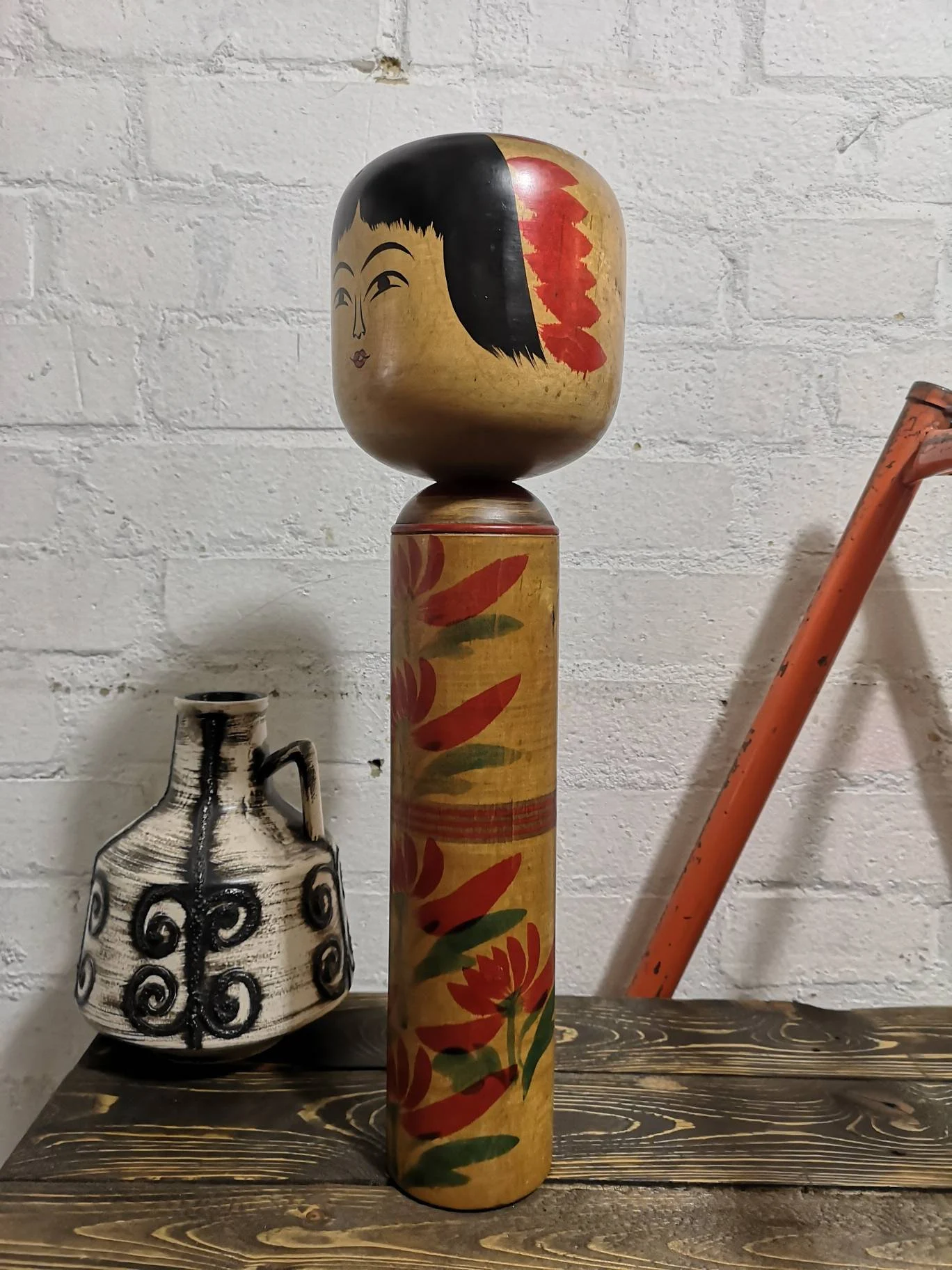 Large Vintage Japanese Yajiro Style Kokeshi Doll By Takeda Norio