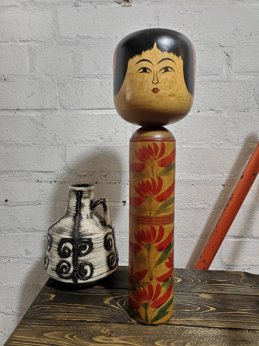 Large Vintage Japanese Yajiro Style Kokeshi Doll By Takeda Norio