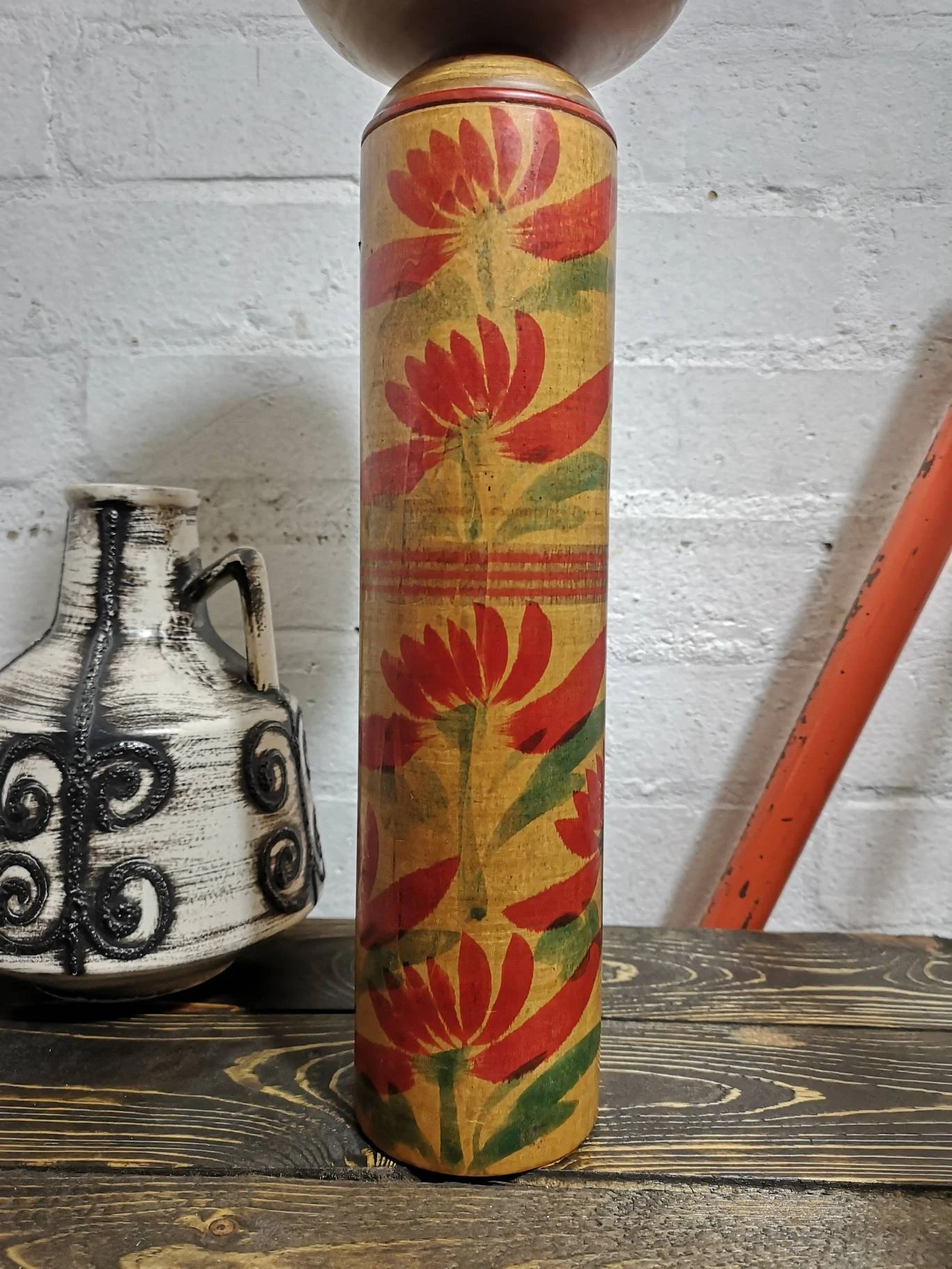 Large Vintage Japanese Yajiro Style Kokeshi Doll By Takeda Norio