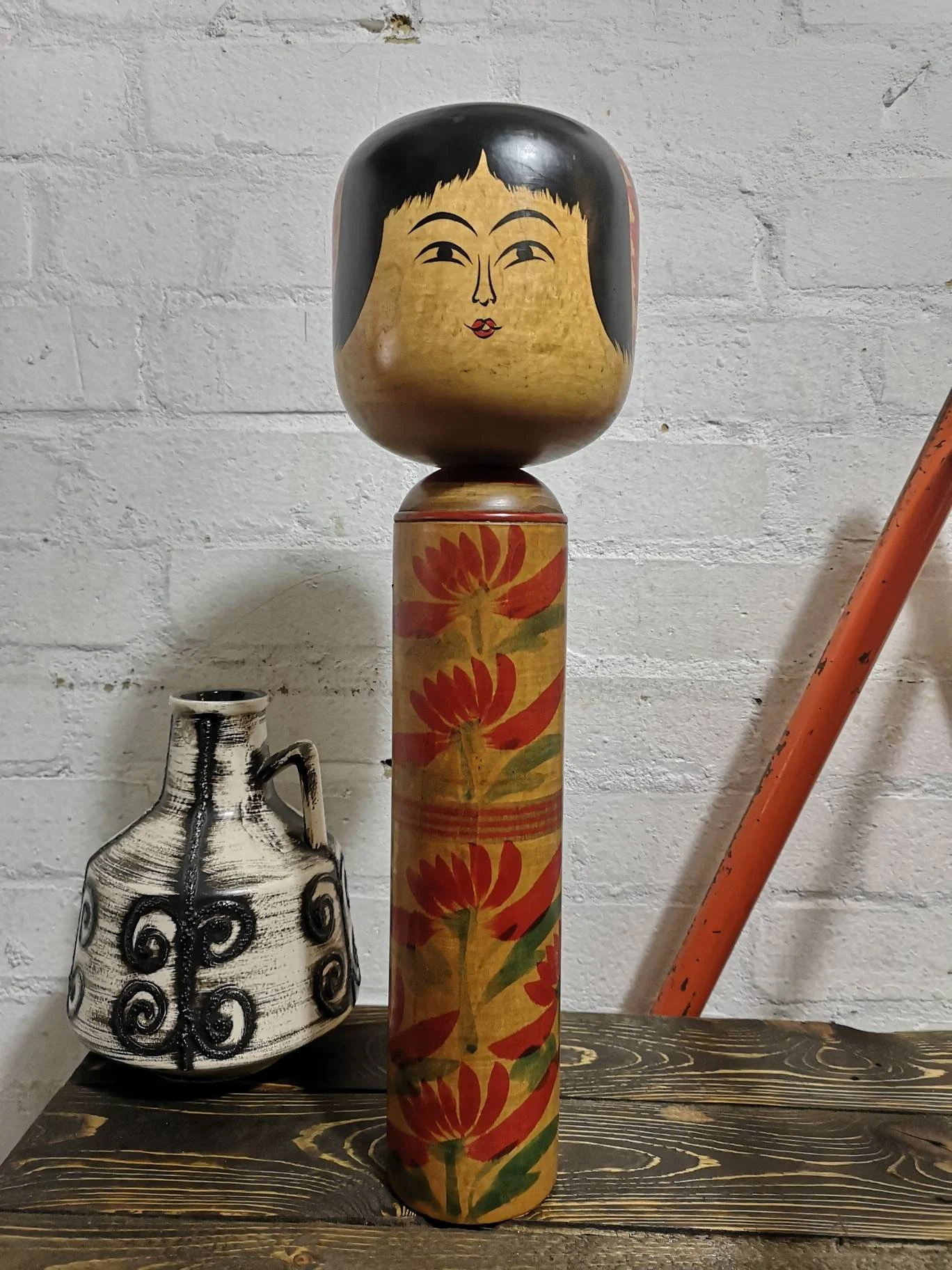 Large Vintage Japanese Yajiro Style Kokeshi Doll By Takeda Norio