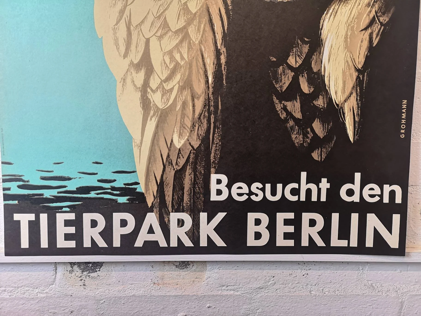 Vintage 1960s Tierpark Berlin Original Zoo Poster Advertising Of A Vulture
