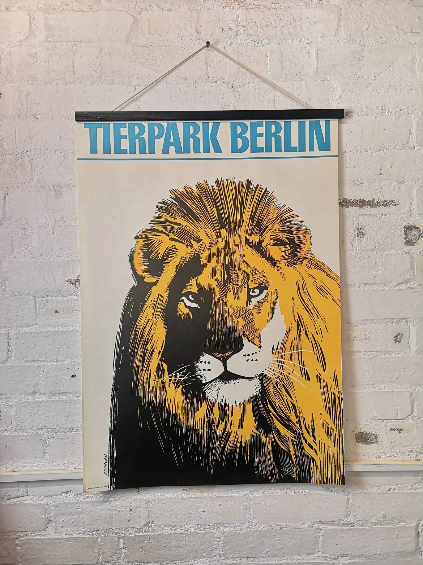 Vintage 1970s Tierpark Berlin Original Zoo Poster Advertising Of A Lion