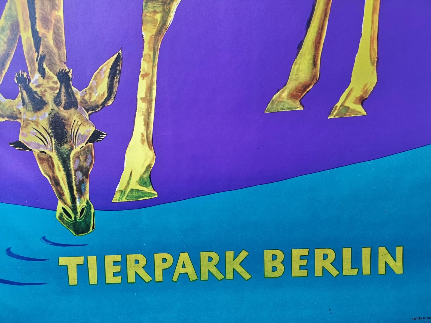 Vintage 1970s Tierpark Berlin Original Zoo Poster Advertising Of A Giraffe