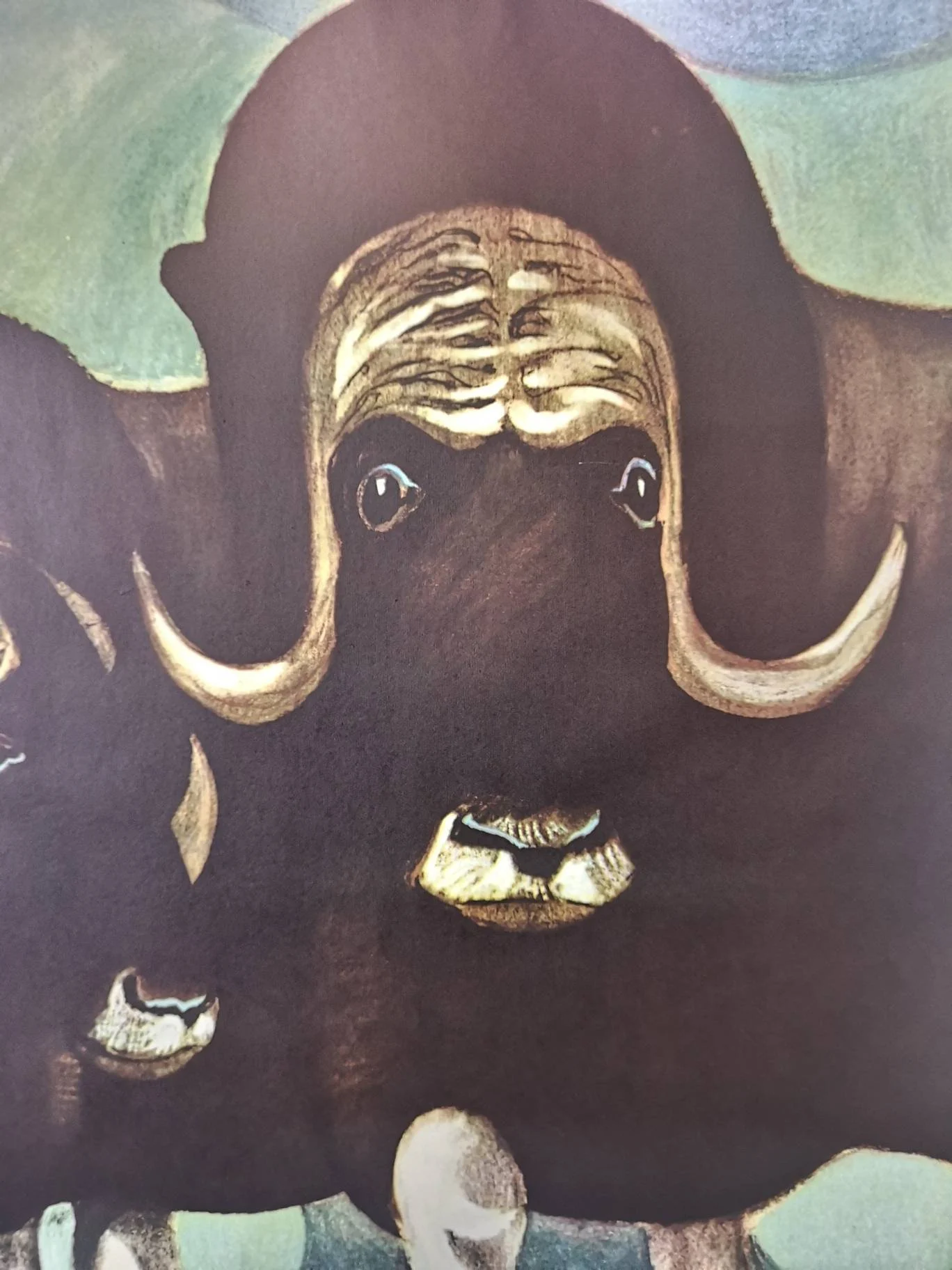 Vintage 1960s Tierpark Berlin Original Zoo Poster Advertising Of A Pair Of Musk Oxen