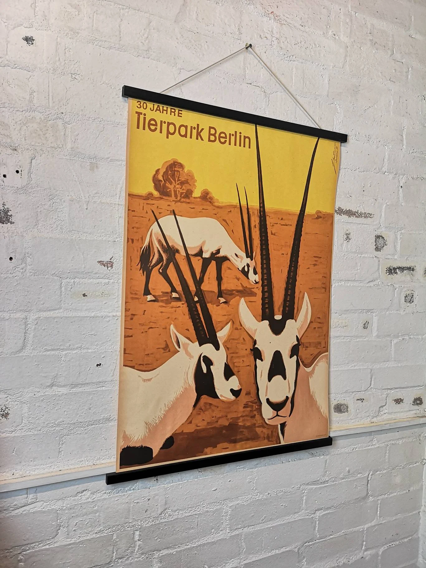 Vintage 1980s Tierpark Berlin Original Zoo Poster Advertising Of A Herd Of Ibex Celebrating 30 Years