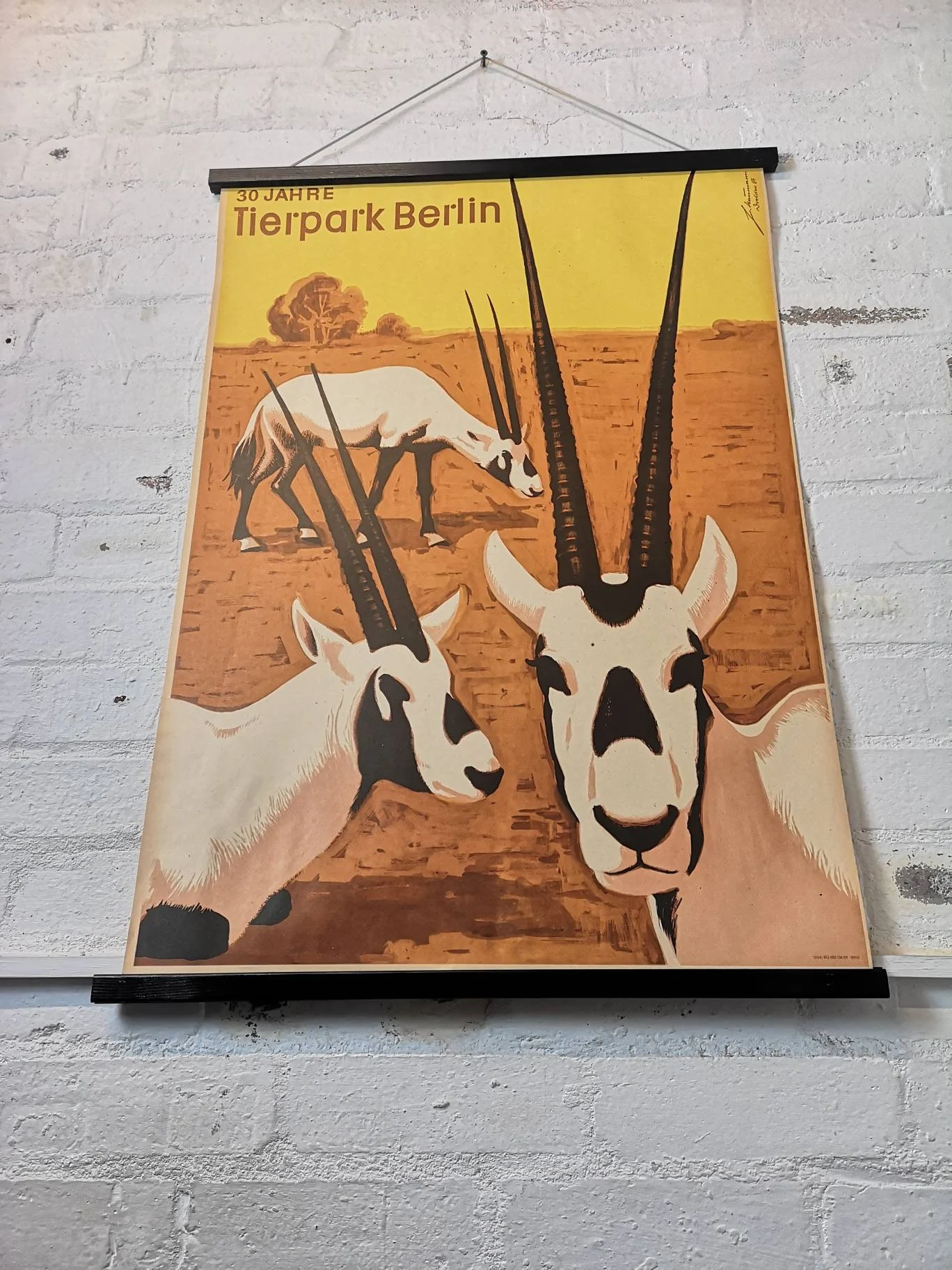 Vintage 1980s Tierpark Berlin Original Zoo Poster Advertising Of A Herd Of Ibex Celebrating 30 Years