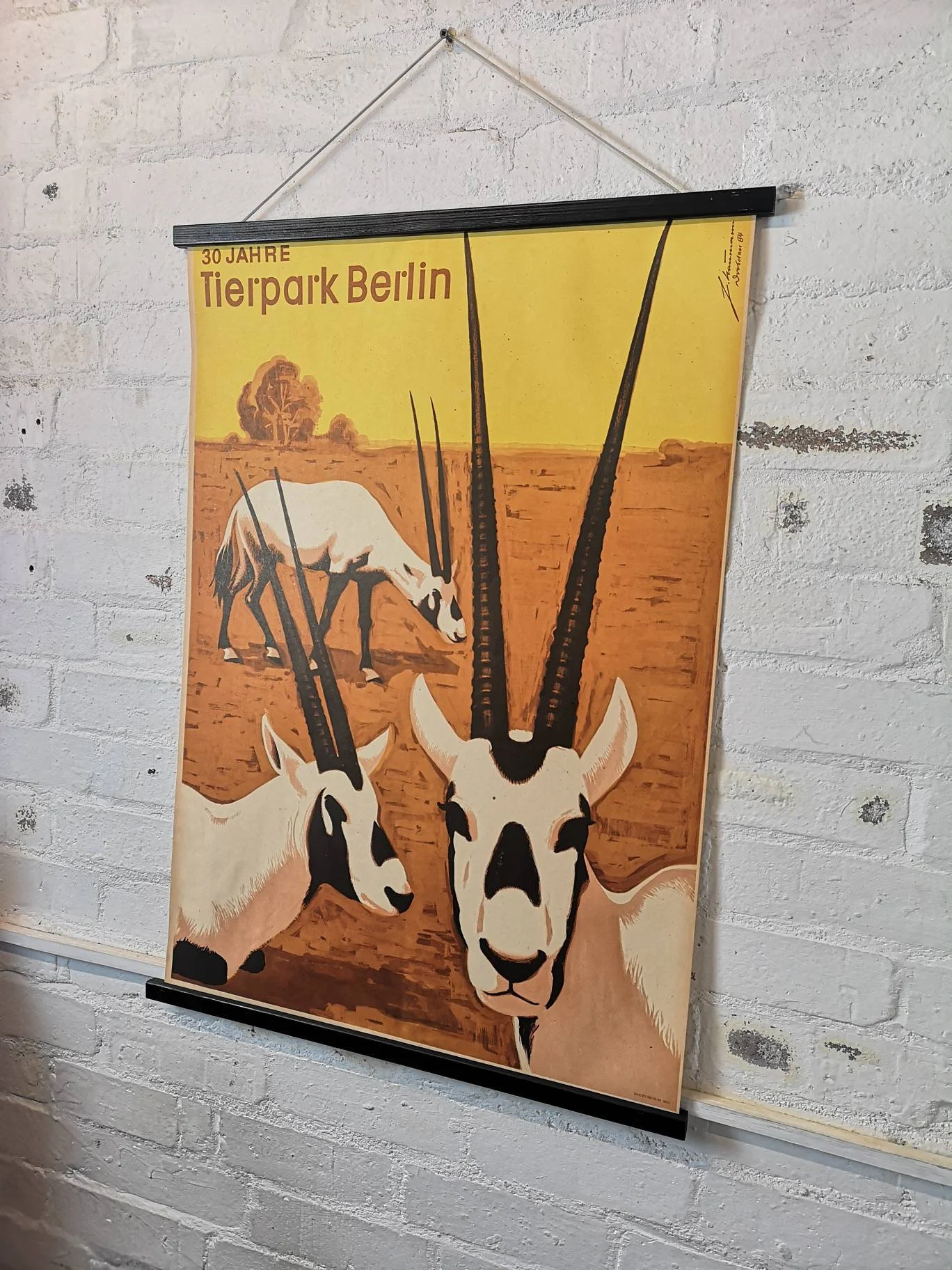 Vintage 1980s Tierpark Berlin Original Zoo Poster Advertising Of A Herd Of Ibex Celebrating 30 Years