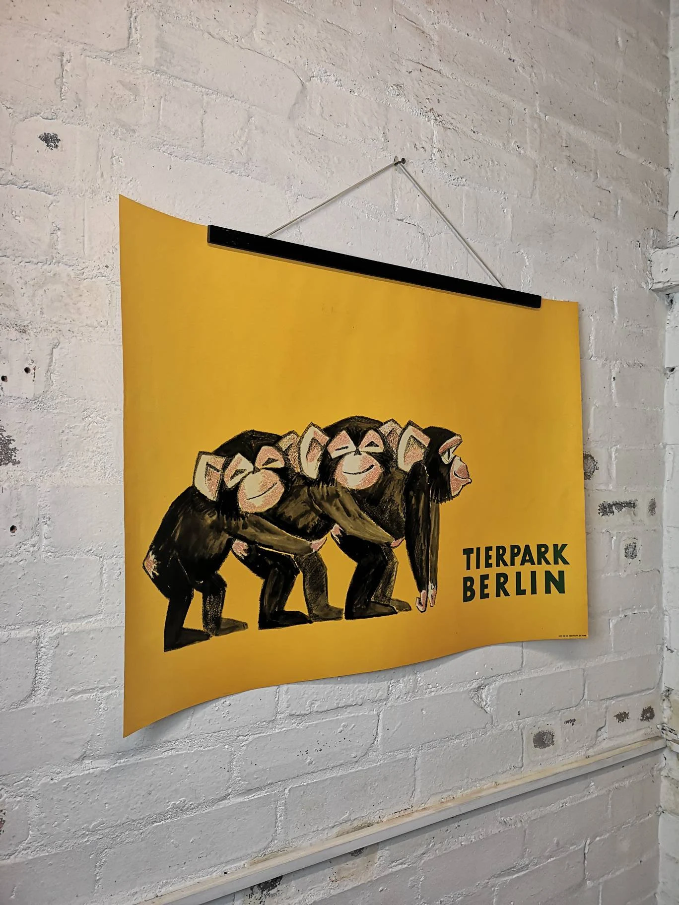Vintage 1970s Tierpark Berlin Original Zoo Poster Advertising Of Baby Chimpanzees