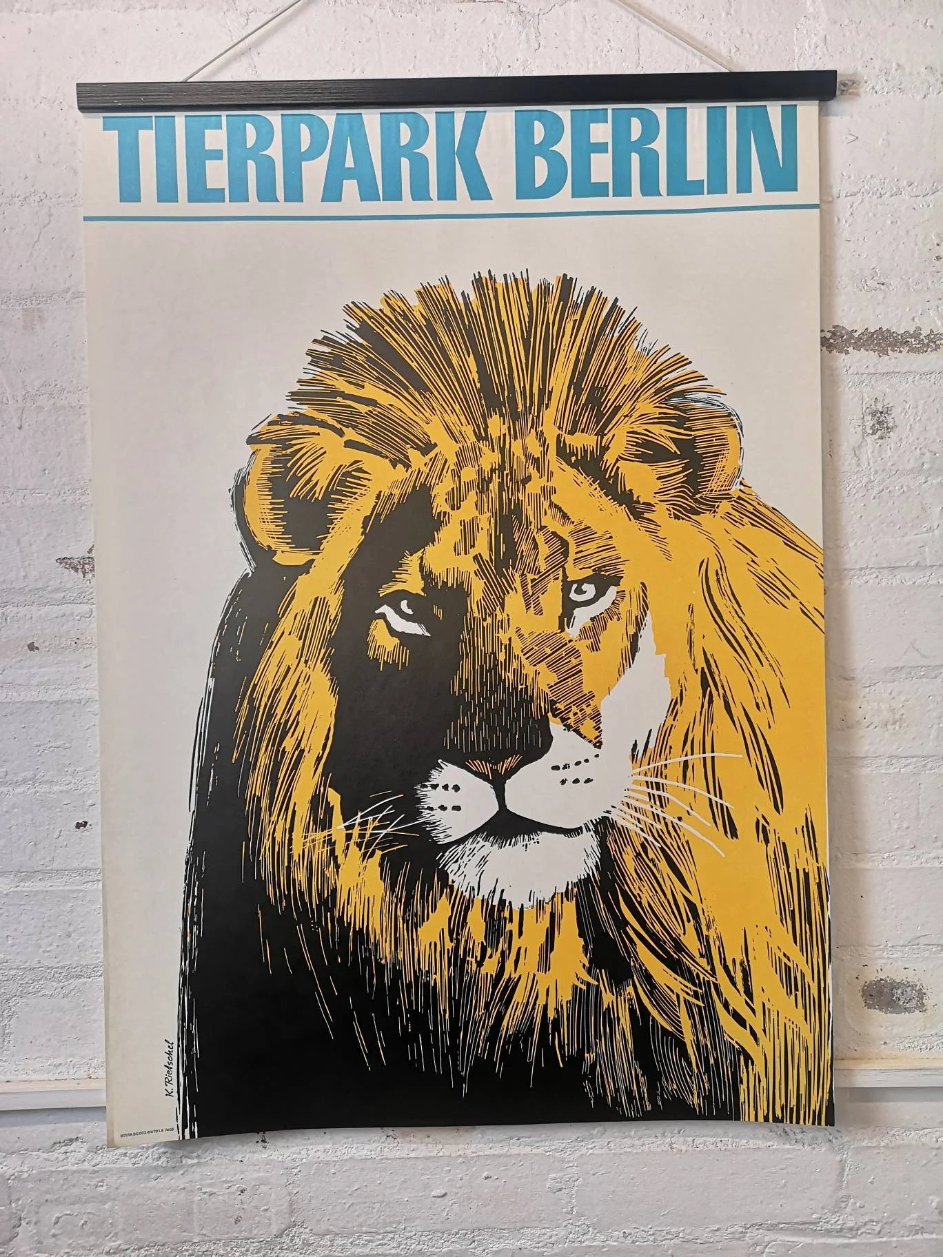 Vintage 1970s Tierpark Berlin Original Zoo Poster Advertising Of A Lion
