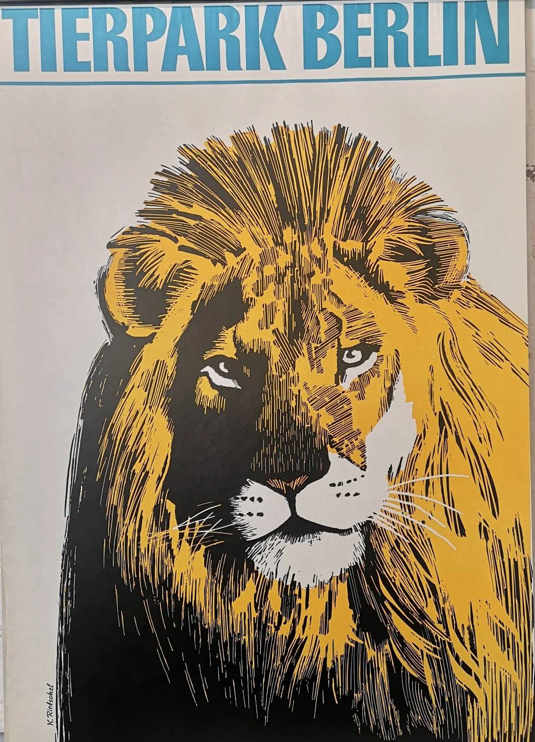 Vintage 1970s Tierpark Berlin Original Zoo Poster Advertising Of A Lion
