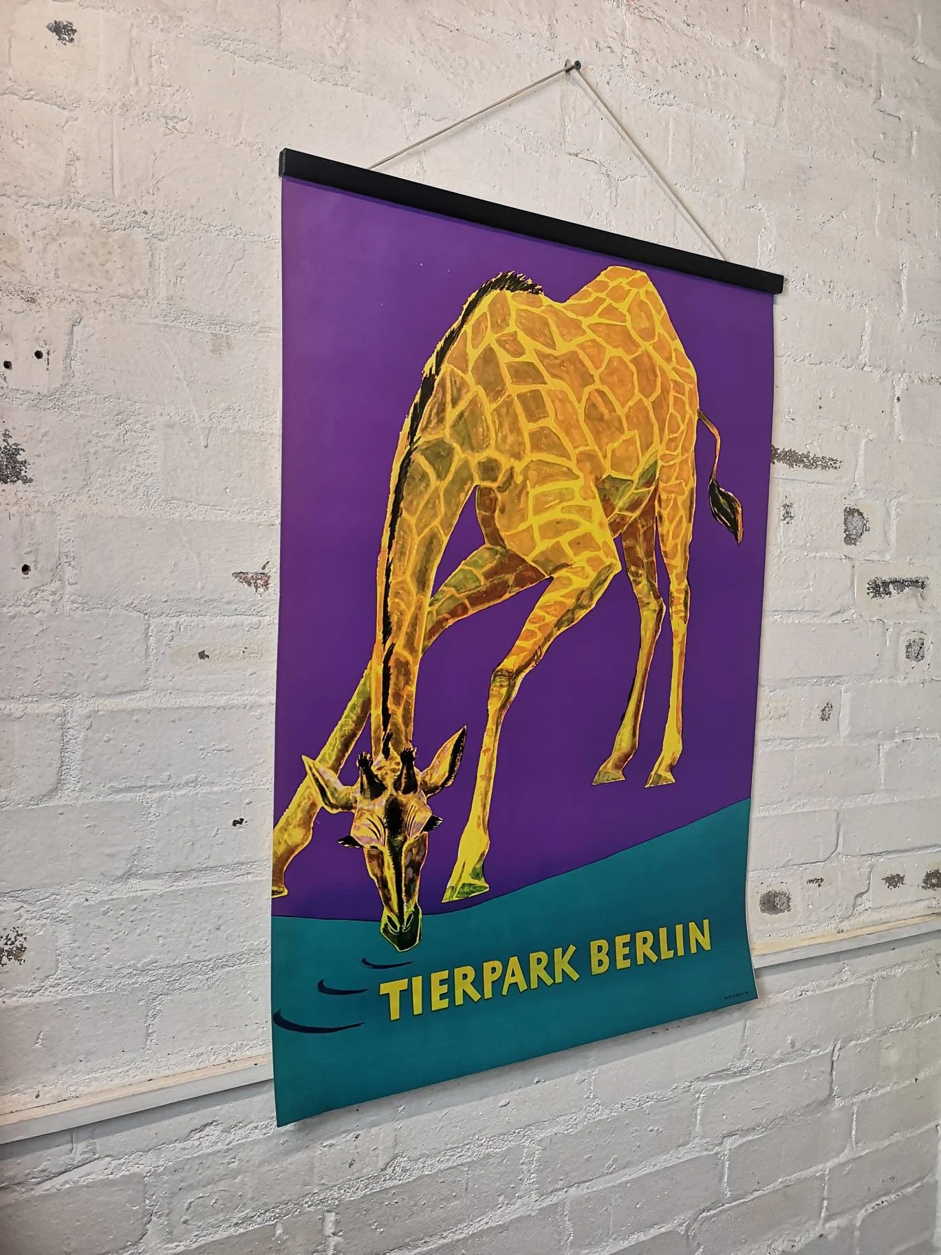 Vintage 1970s Tierpark Berlin Original Zoo Poster Advertising Of A Giraffe