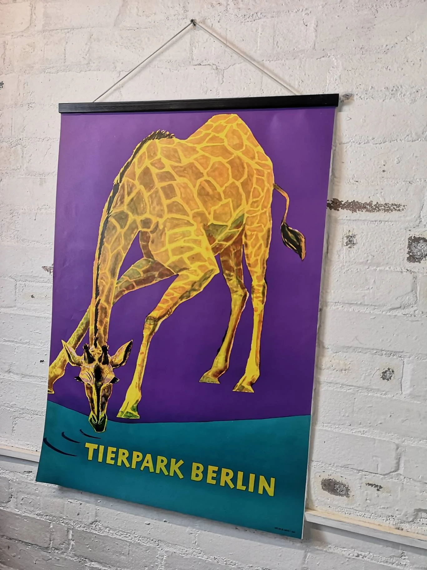 Vintage 1970s Tierpark Berlin Original Zoo Poster Advertising Of A Giraffe
