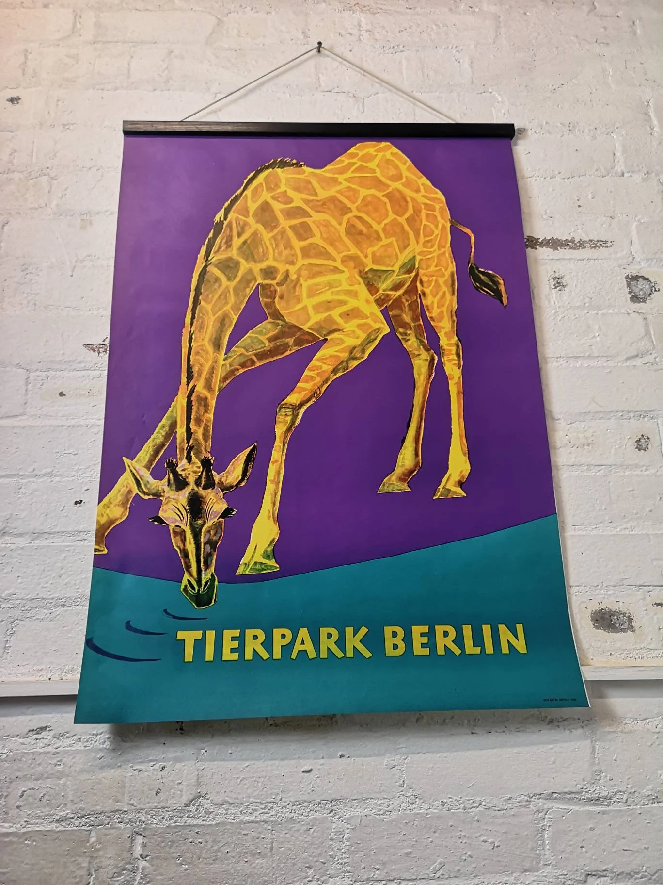 Vintage 1970s Tierpark Berlin Original Zoo Poster Advertising Of A Giraffe