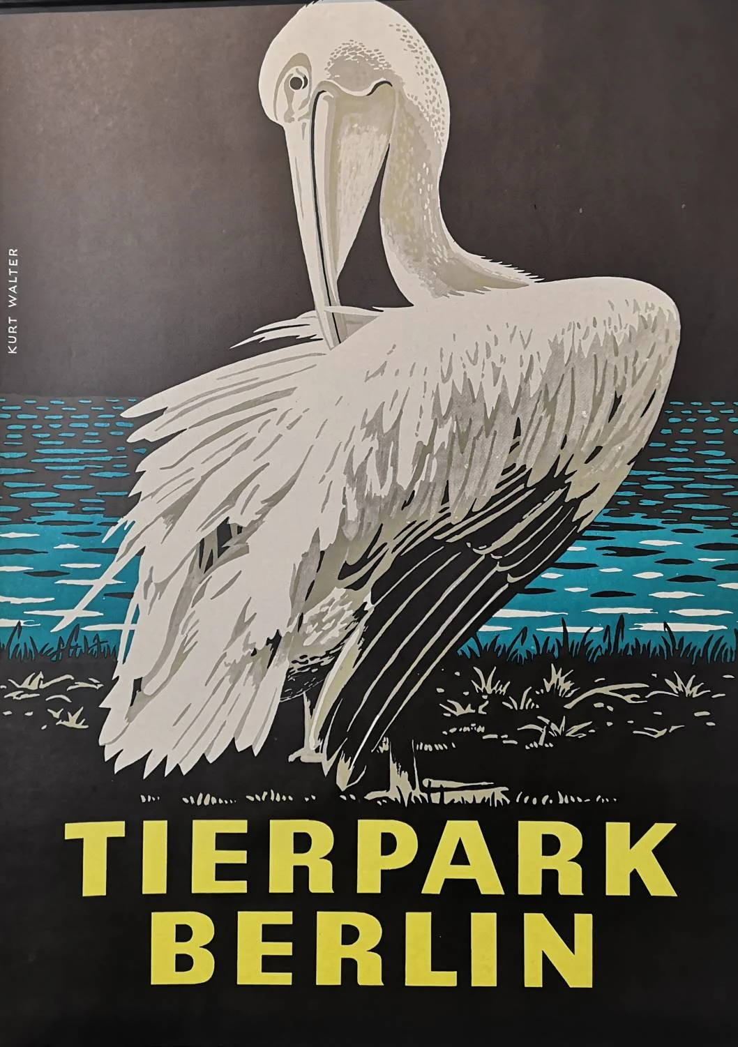 Vintage 1970s Tierpark Berlin Original Zoo Poster Advertising Of A Pelican