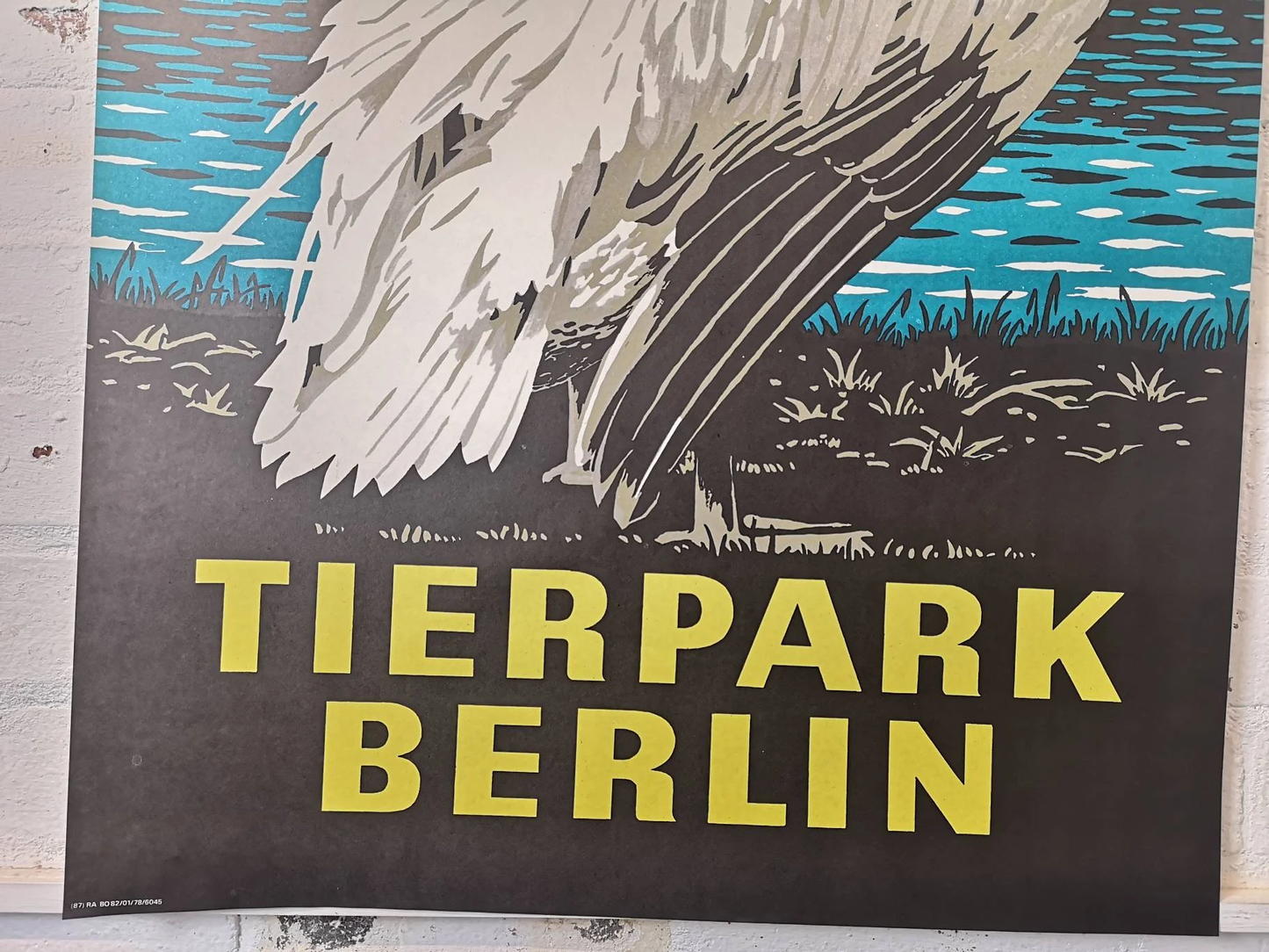 Vintage 1970s Tierpark Berlin Original Zoo Poster Advertising Of A Pelican