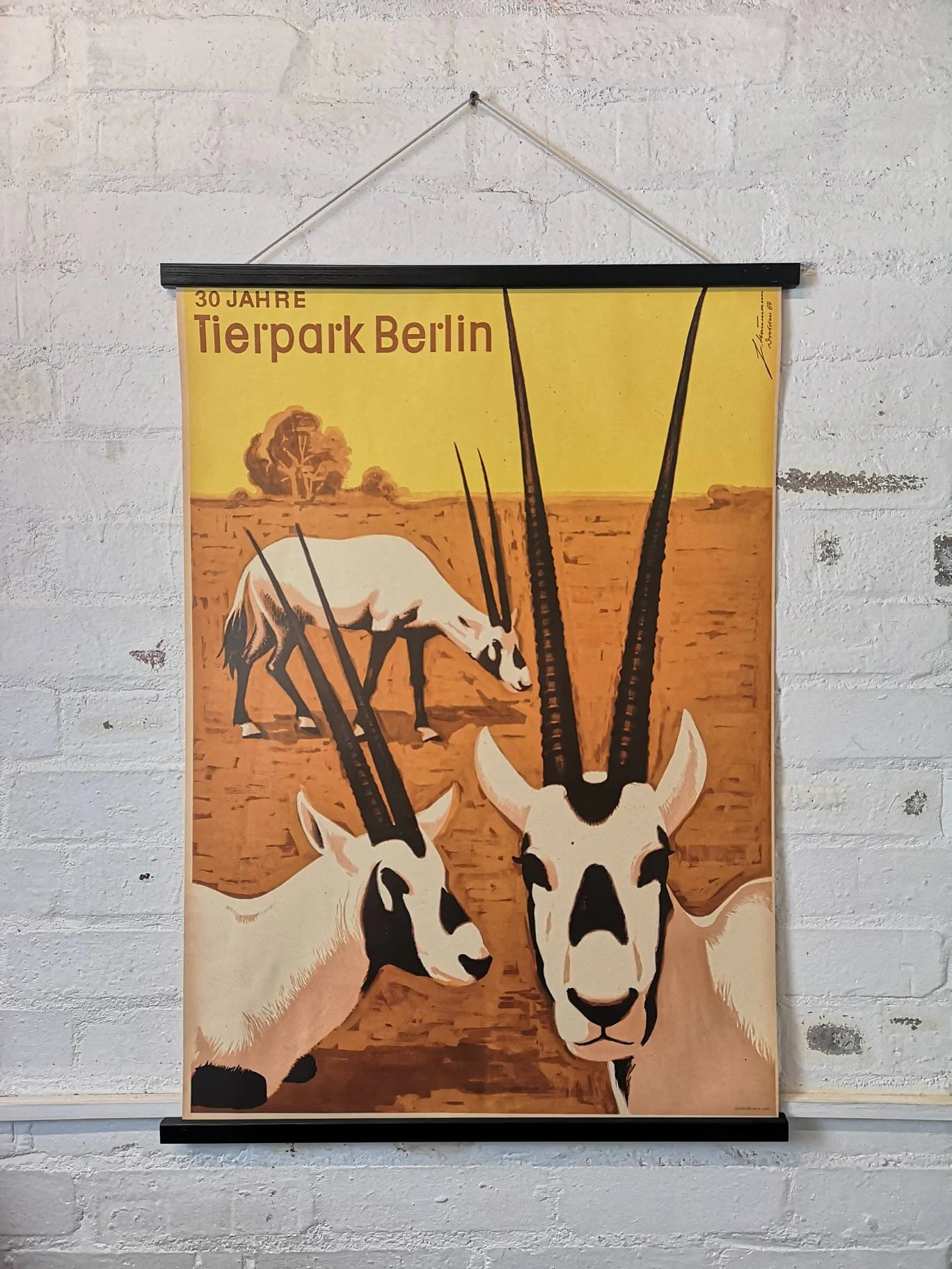 Vintage 1980s Tierpark Berlin Original Zoo Poster Advertising Of A Herd Of Ibex Celebrating 30 Years
