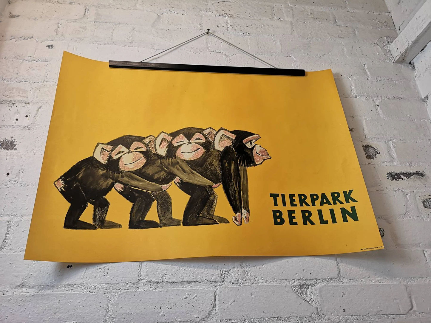Vintage 1970s Tierpark Berlin Original Zoo Poster Advertising Of Baby Chimpanzees