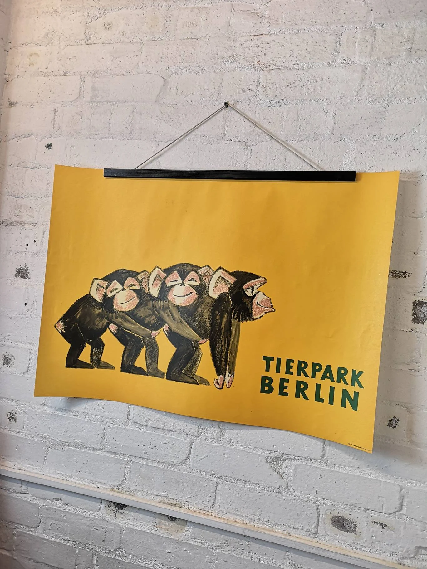 Vintage 1970s Tierpark Berlin Original Zoo Poster Advertising Of Baby Chimpanzees