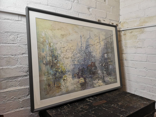 Framed Oil Painting On Canvas St Pauls London Signed T Hendricks Circa 1960s