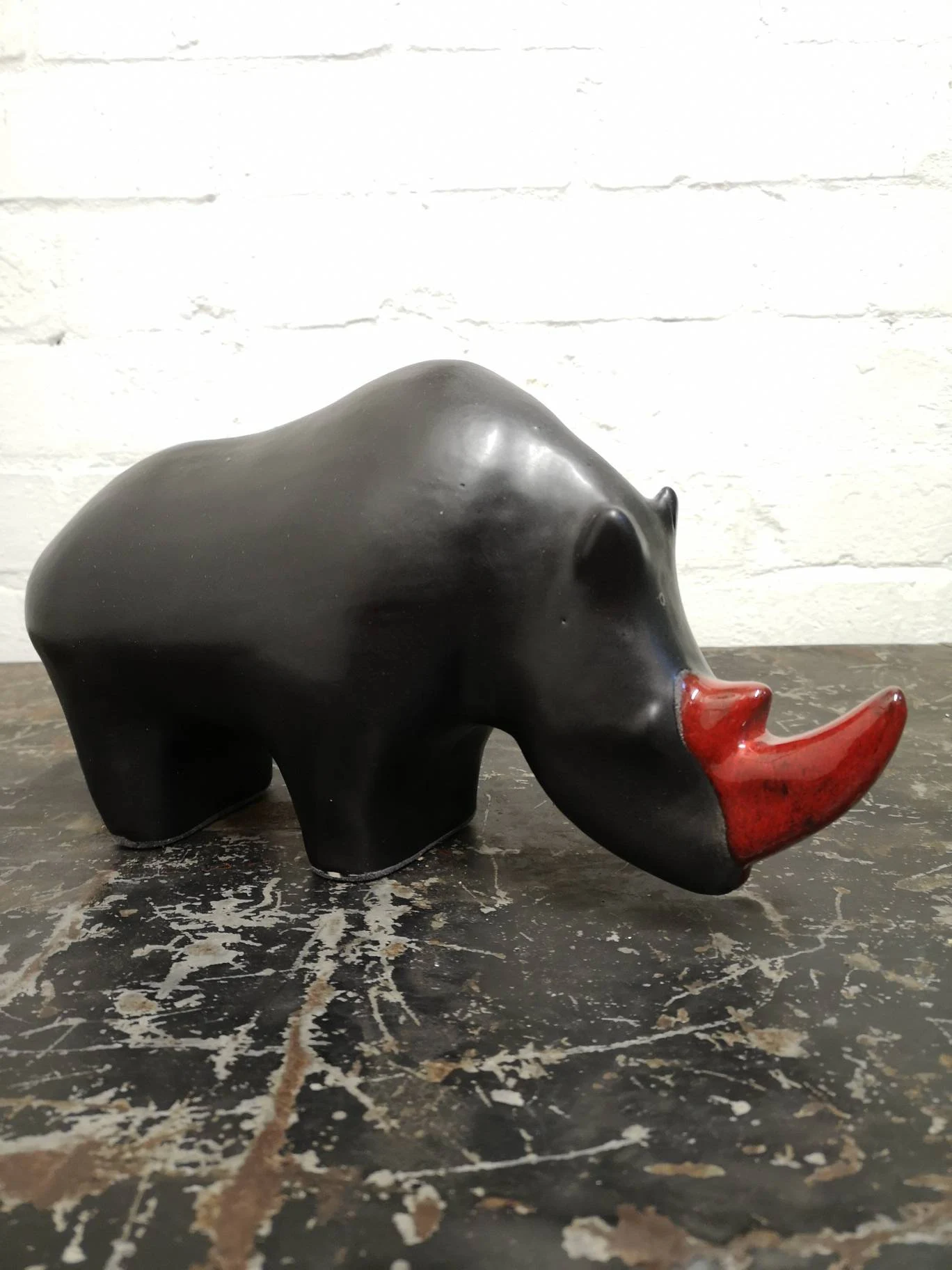 Exclusive Otto Keramik Ceramic Rhino West German Pottery Fat Lava