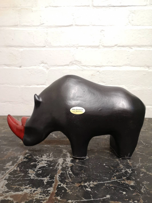 Exclusive Otto Keramik Ceramic Rhino West German Pottery Fat Lava