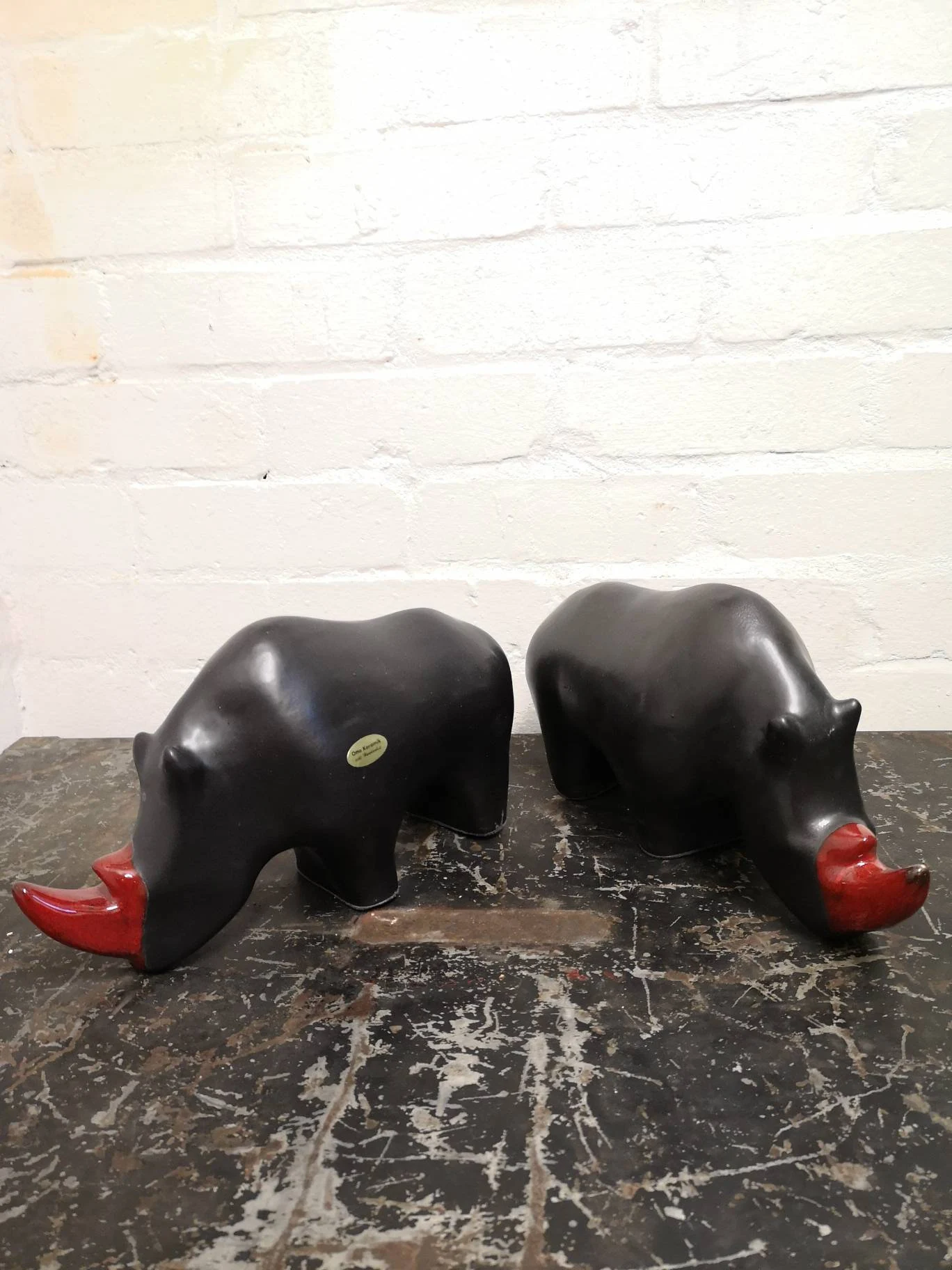 Exclusive Otto Keramik Ceramic Rhino West German Pottery Fat Lava