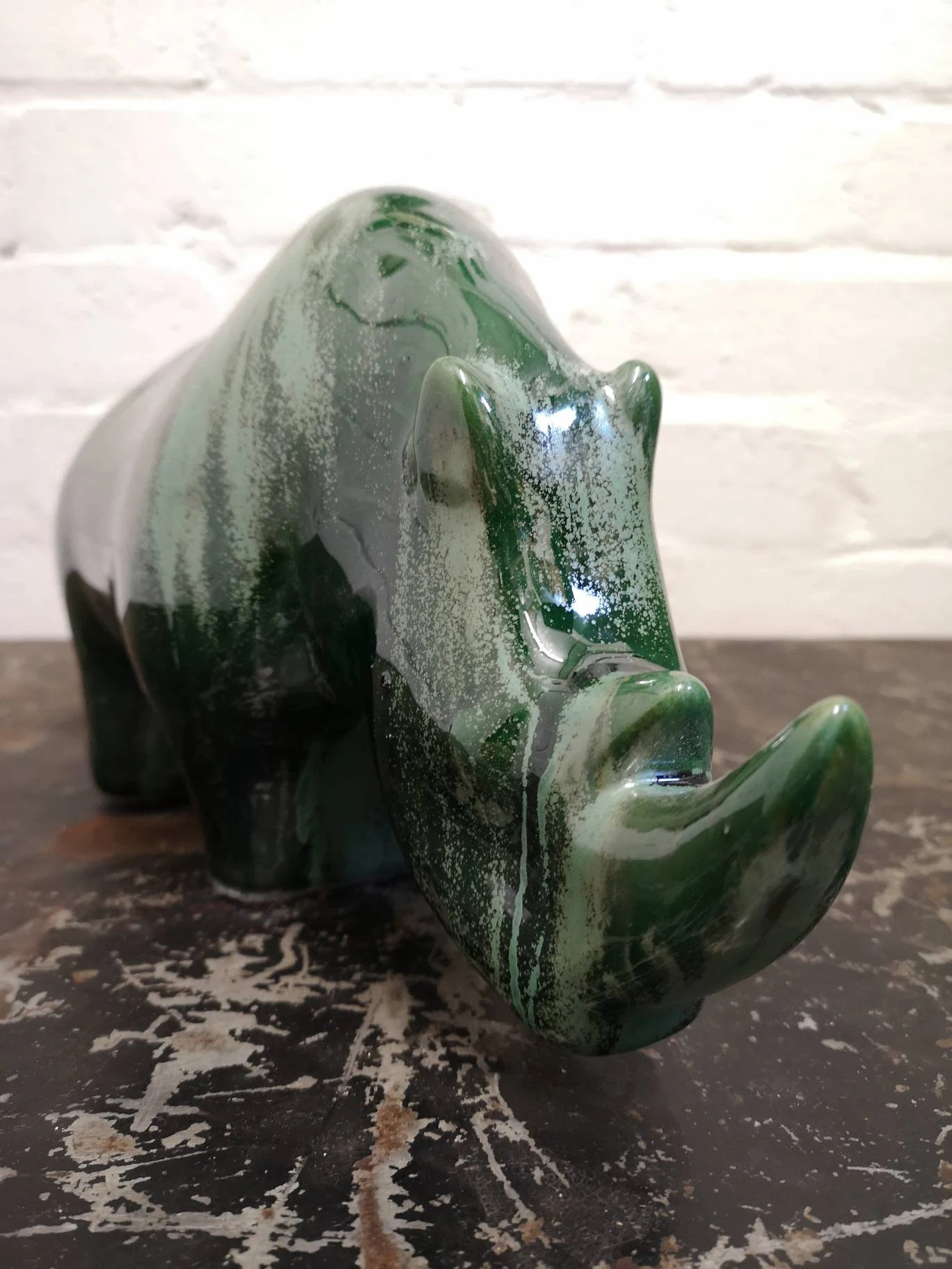 Exclusive Otto Keramik Ceramic Rhino West German Pottery Fat Lava