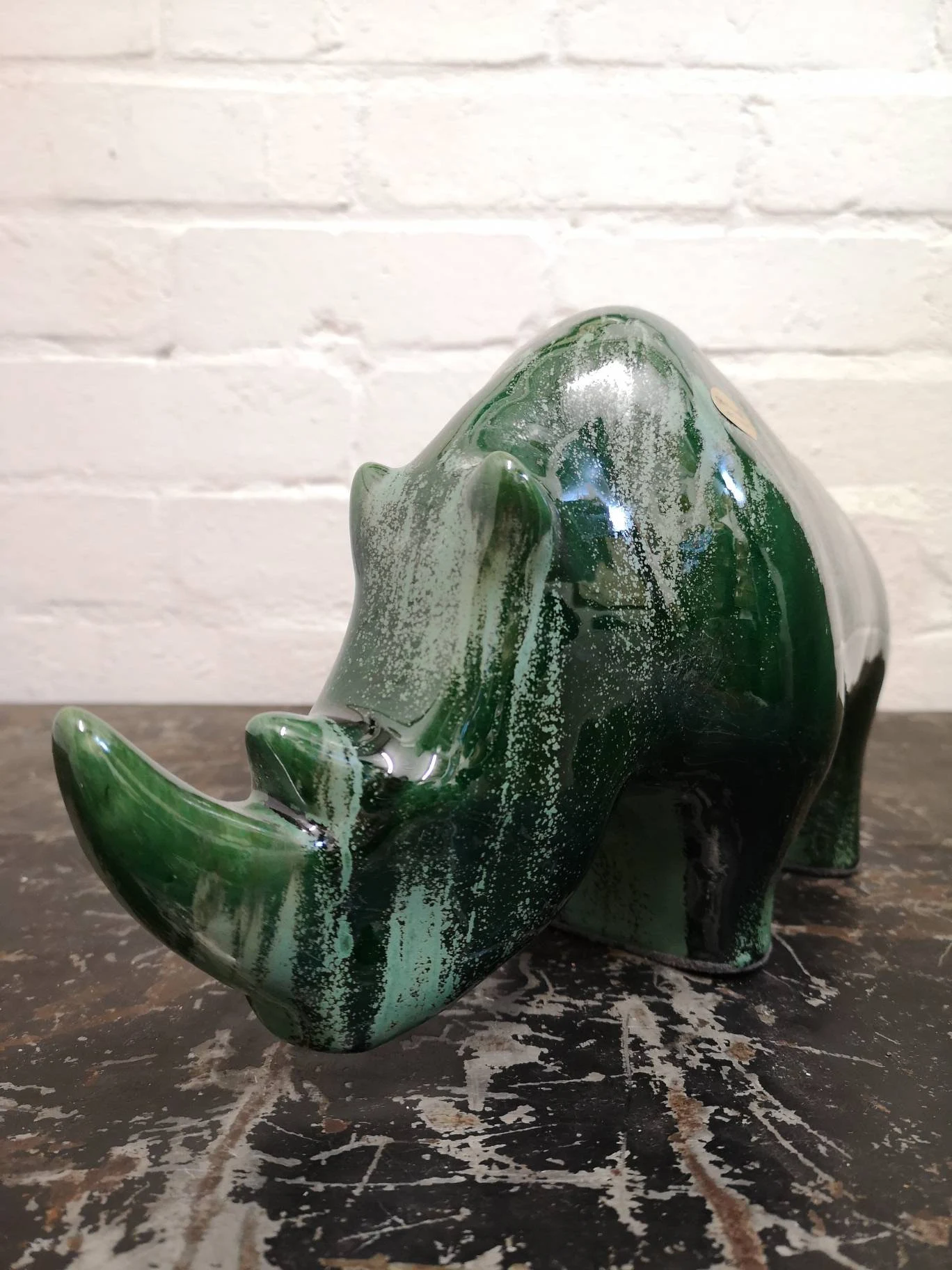 Exclusive Otto Keramik Ceramic Rhino West German Pottery Fat Lava