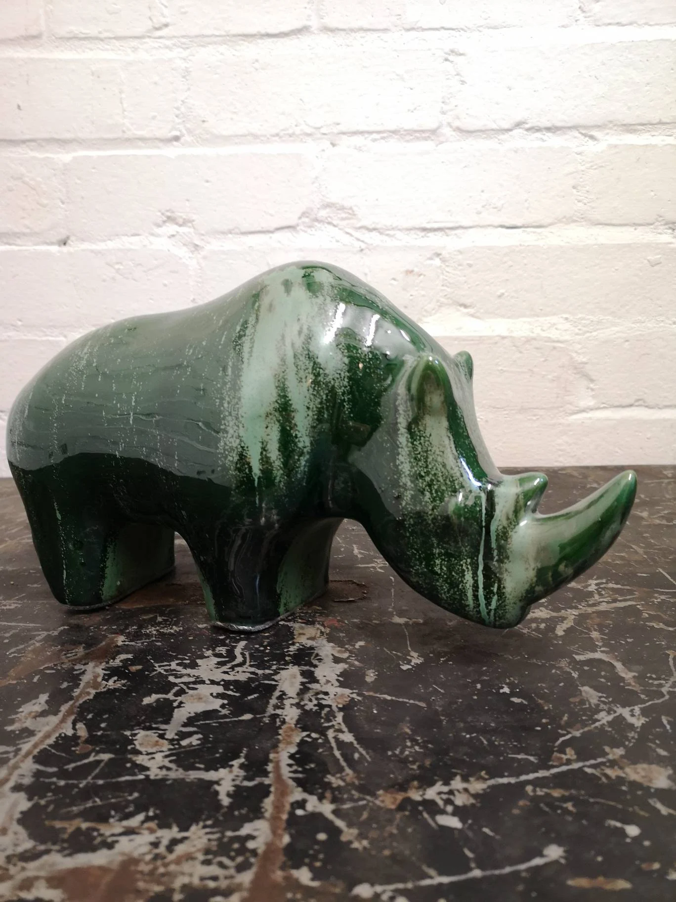 Exclusive Otto Keramik Ceramic Rhino West German Pottery Fat Lava