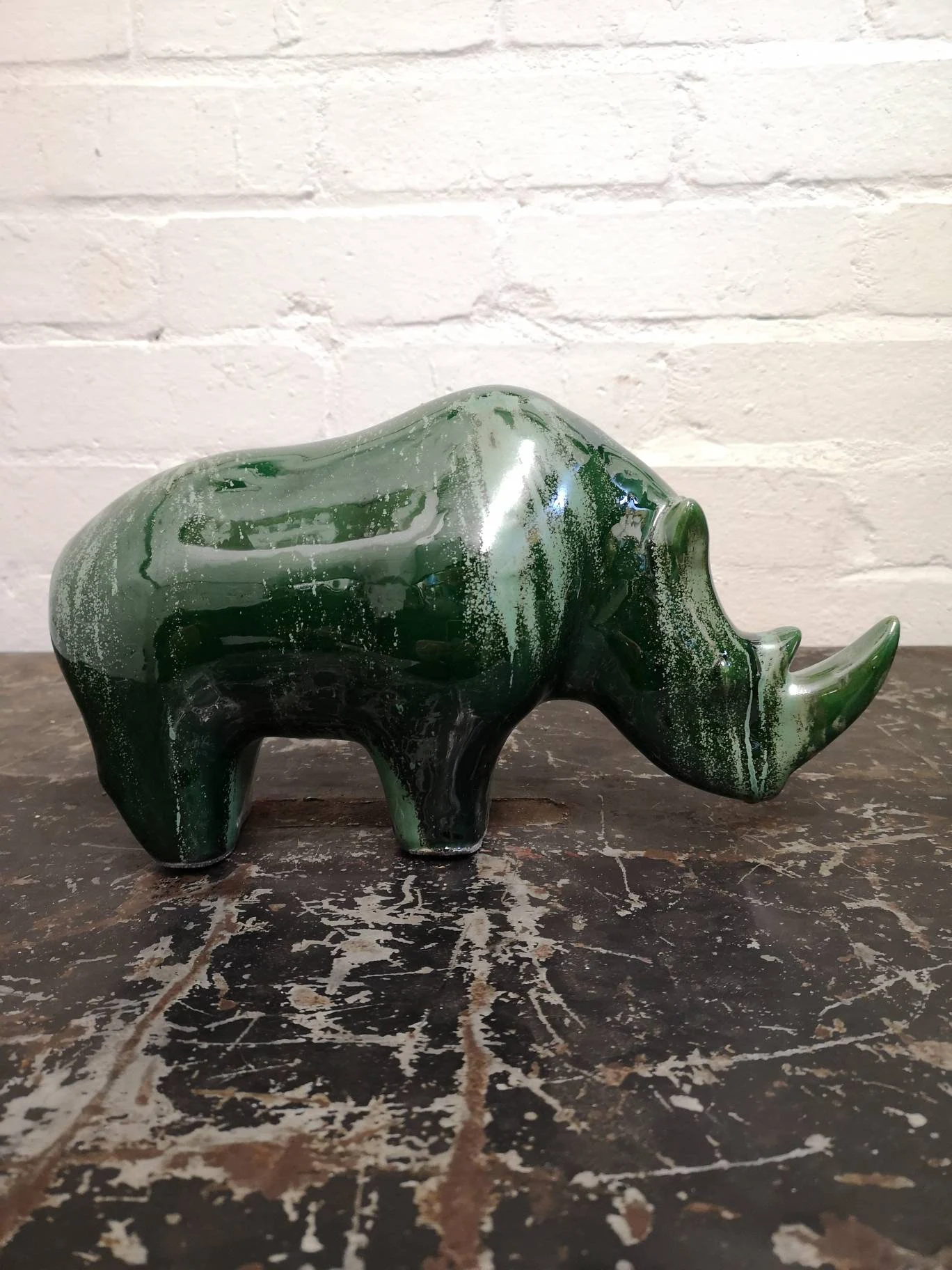 Exclusive Otto Keramik Ceramic Rhino West German Pottery Fat Lava
