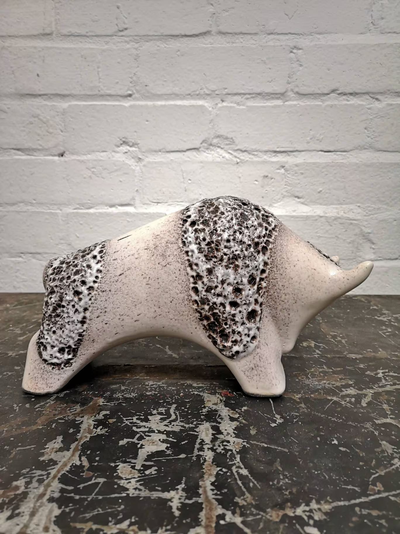 Otto Keramik Ceramic Bull West German Pottery Fat Lava