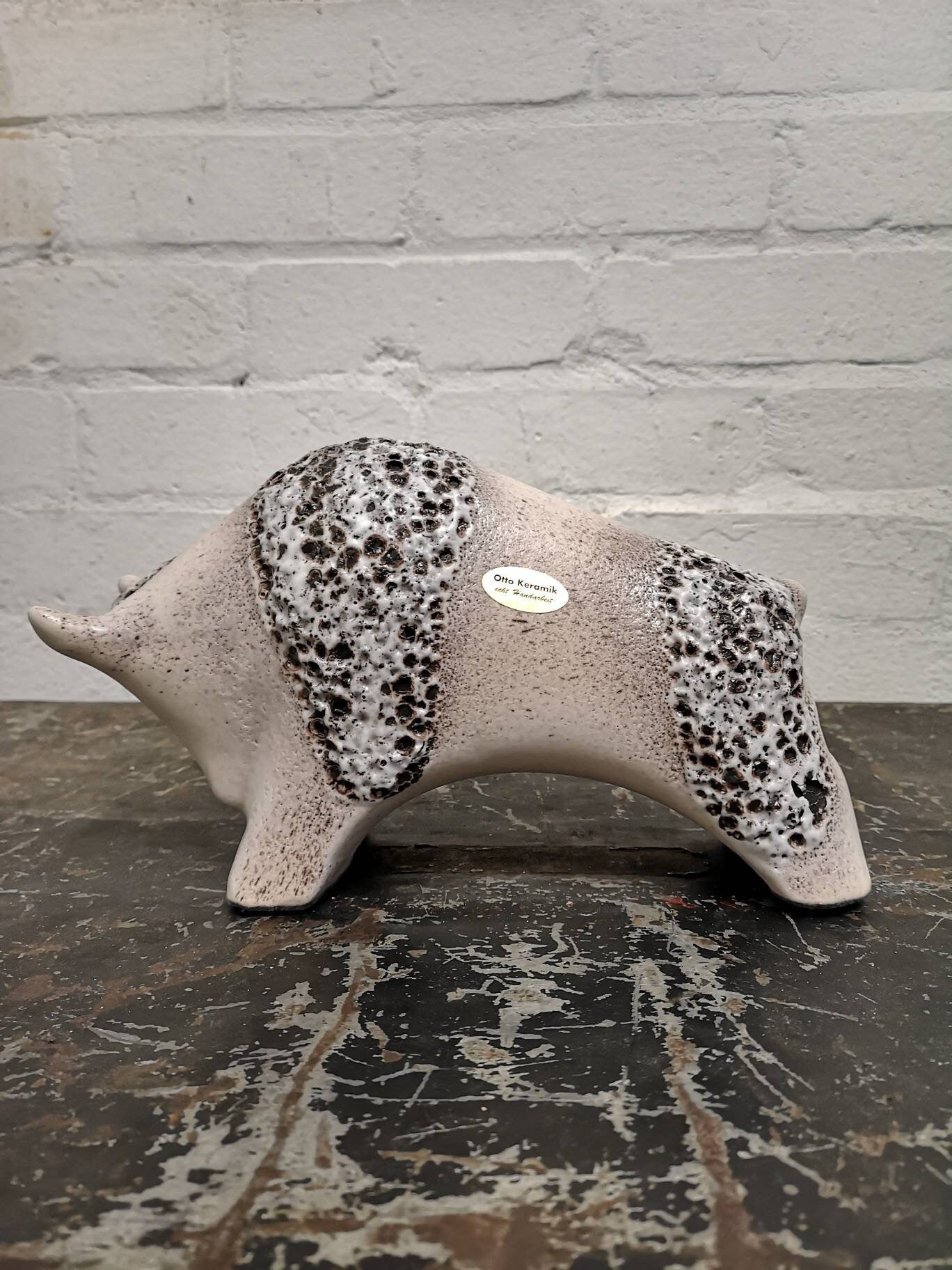 Otto Keramik Ceramic Bull West German Pottery Fat Lava